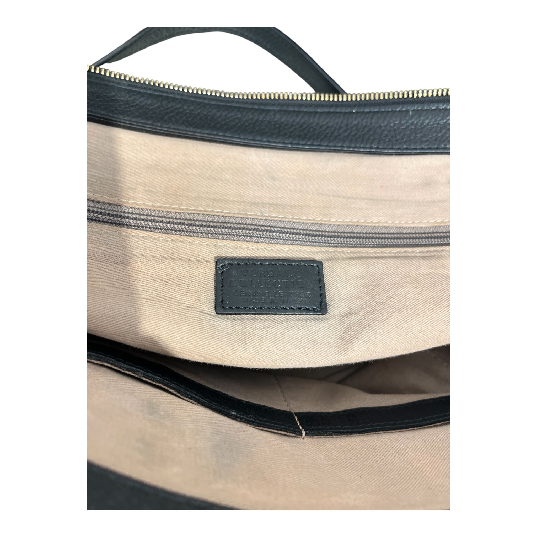 VERSACE/Hand Bag/Leather/BLK/silver hardware view 4