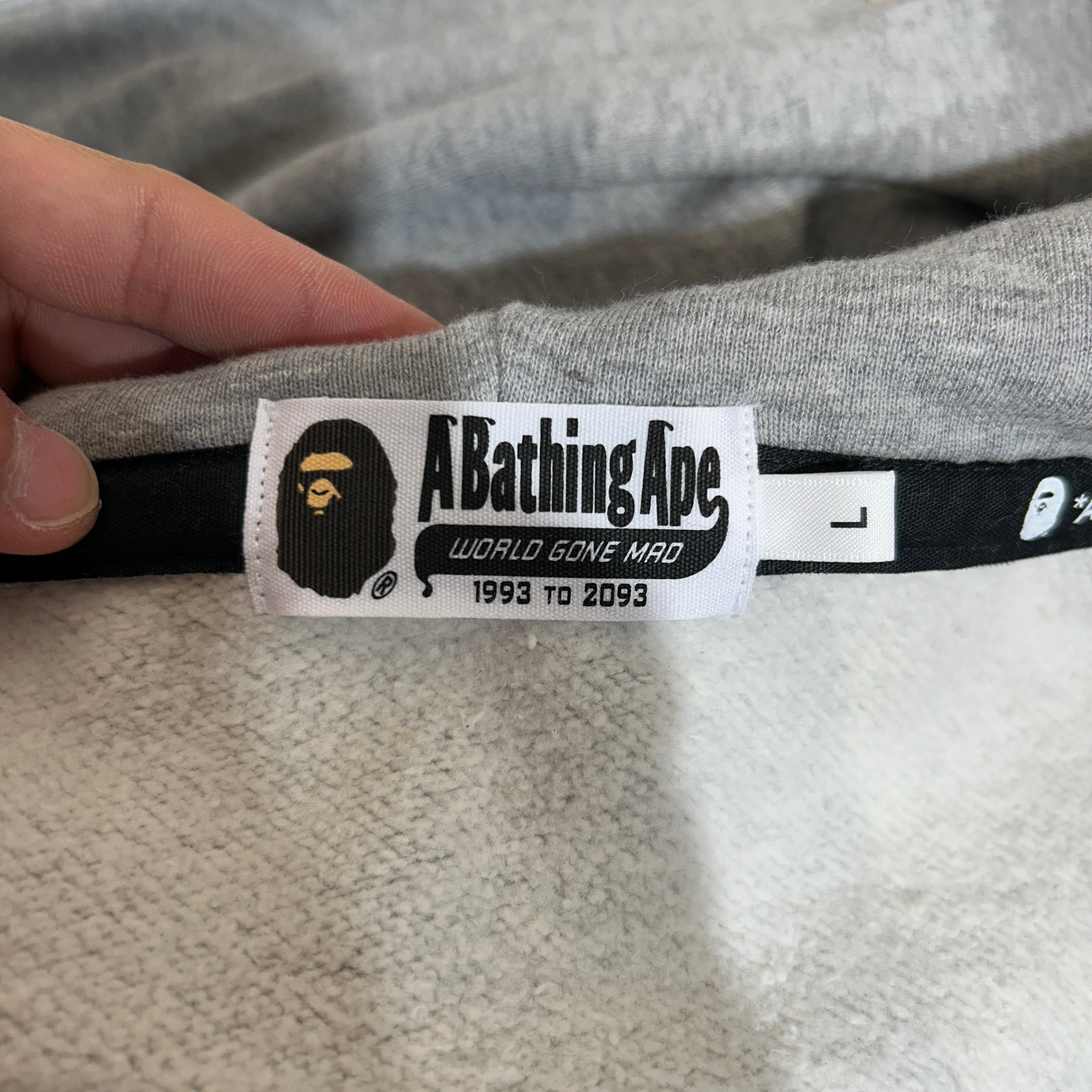 A BATHING APE/Hoodie/L/Graphic/Cotton/GRY/Bape Double Hood Shark Hoodie view 4
