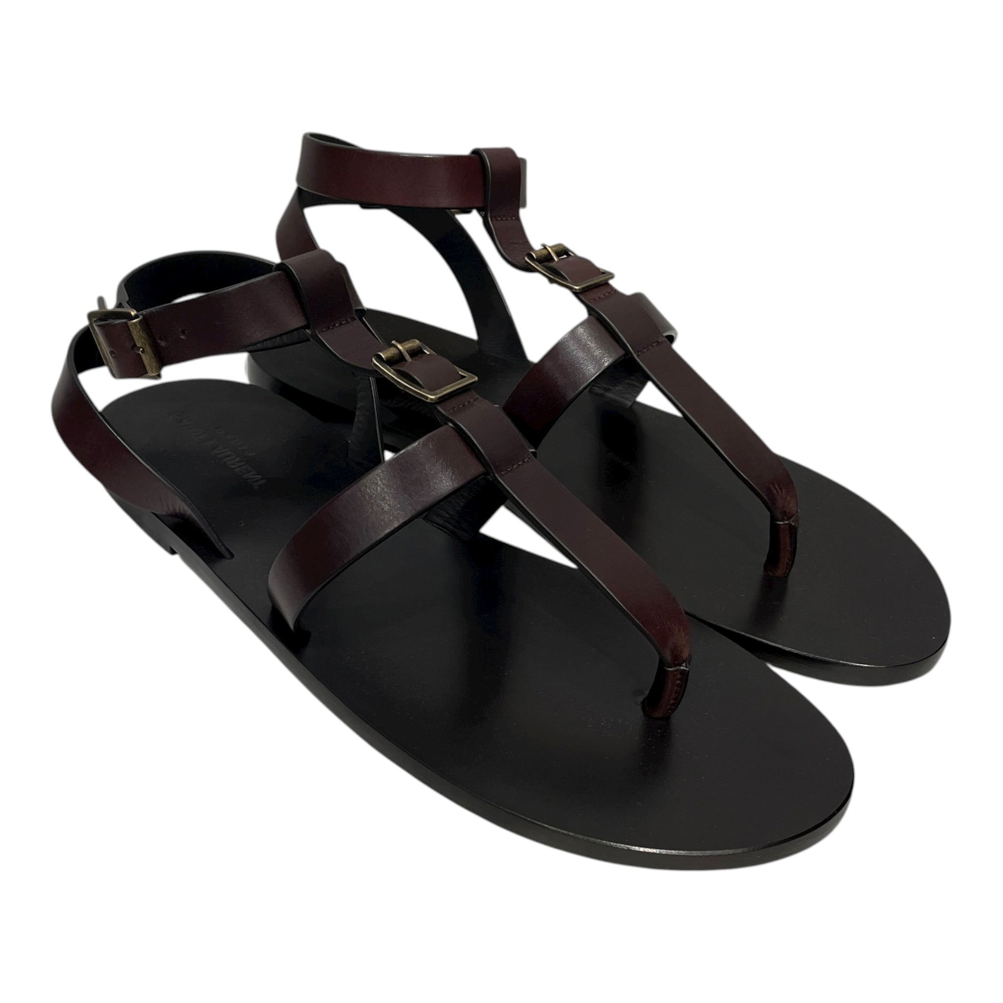 SAINT LAURENT/Sandals/EU 45/Leather/BRW/WOODEN SOLE LEATHER SANDAL view 1