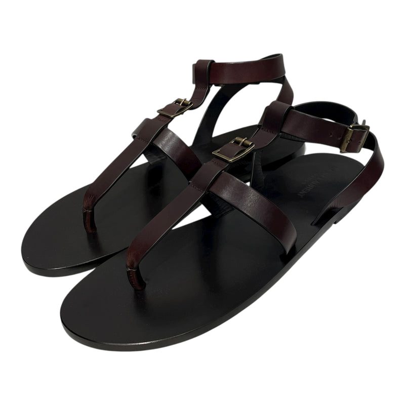SAINT LAURENT/Sandals/EU 45/Leather/BRW/WOODEN SOLE LEATHER SANDAL