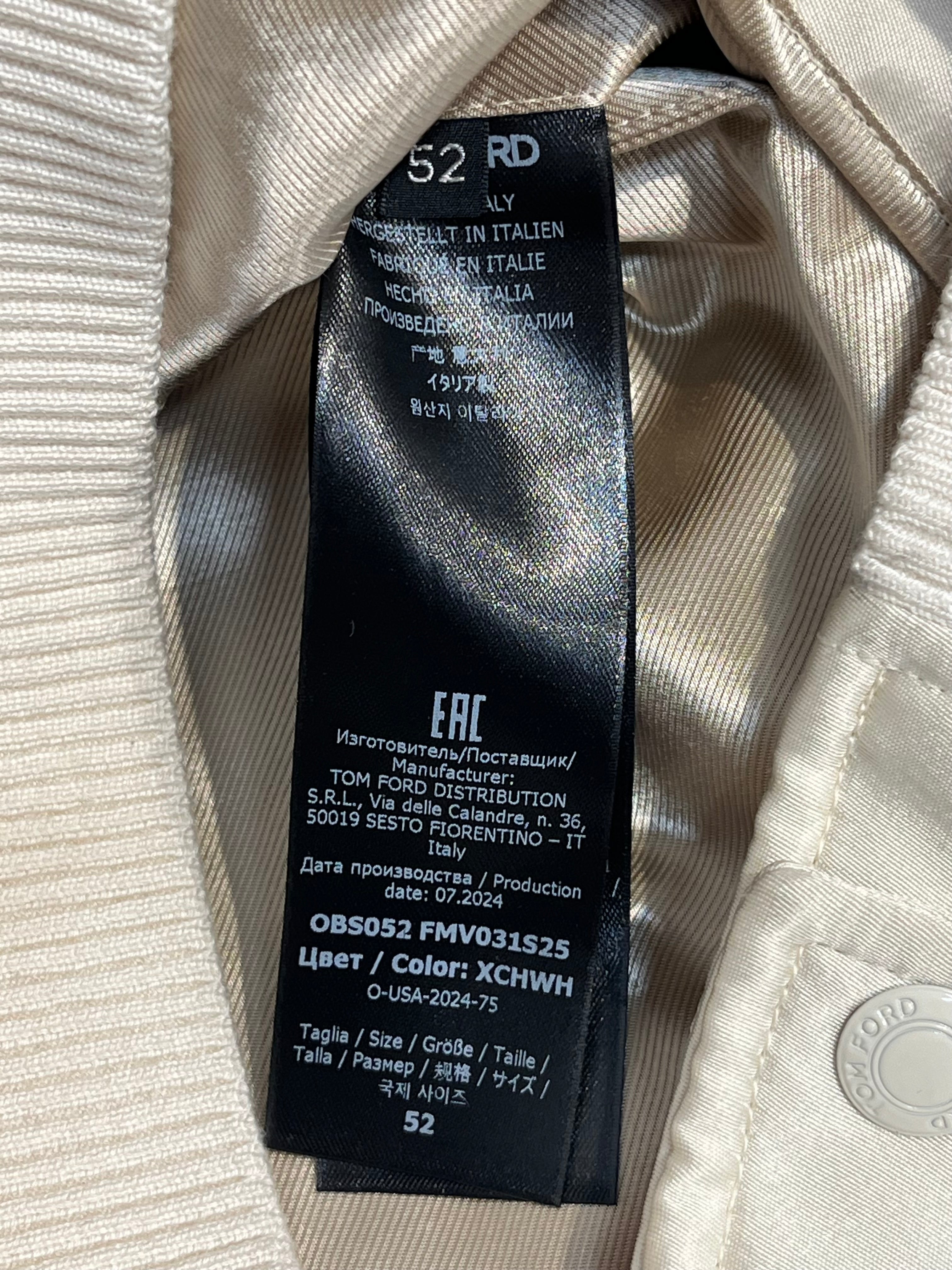 TOM FORD/Flight Jkt/52/Cotton/CRM/CREAM BOMBER JACKET view 5