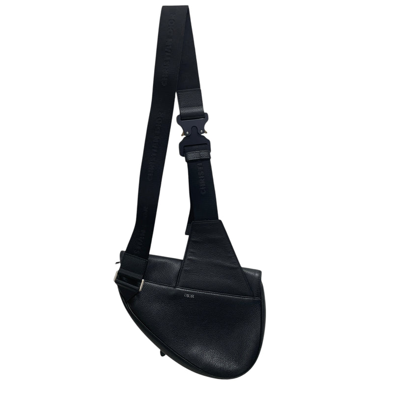 Christian Dior/Hand Bag/Leather/BLK/grained calfskin saddle bag