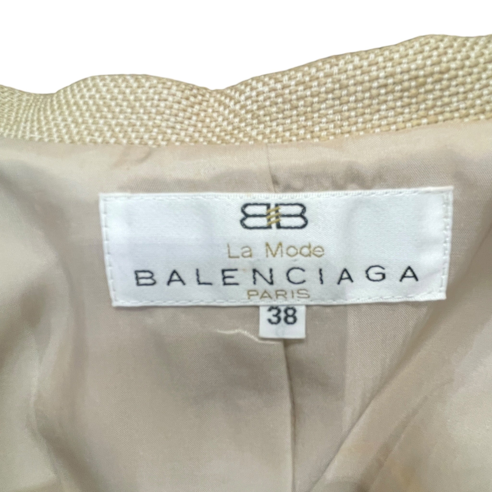 BALENCIAGA/Tailored Jkt/38/BEG/SHOULDER PAD BLAZER BUTTON UP view 4