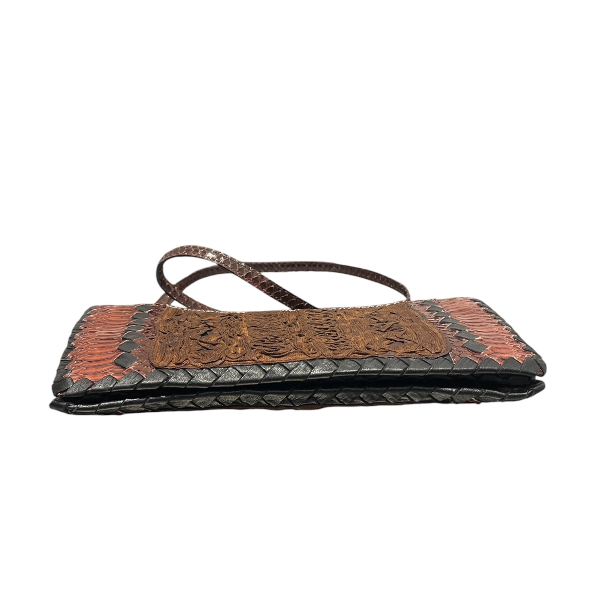 BOTTEGA VENETA/Bag/Animal Pattern/Leather/BRW/PYTHON EVENING SHOULDER BAG view 4