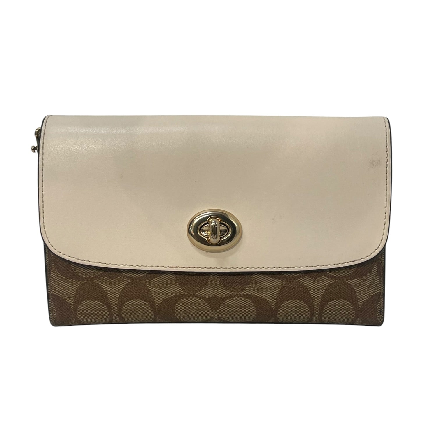 COACH/Cross Body Bag/Monogram/Leather/CRM/jacquard lock flap chain strap view 1