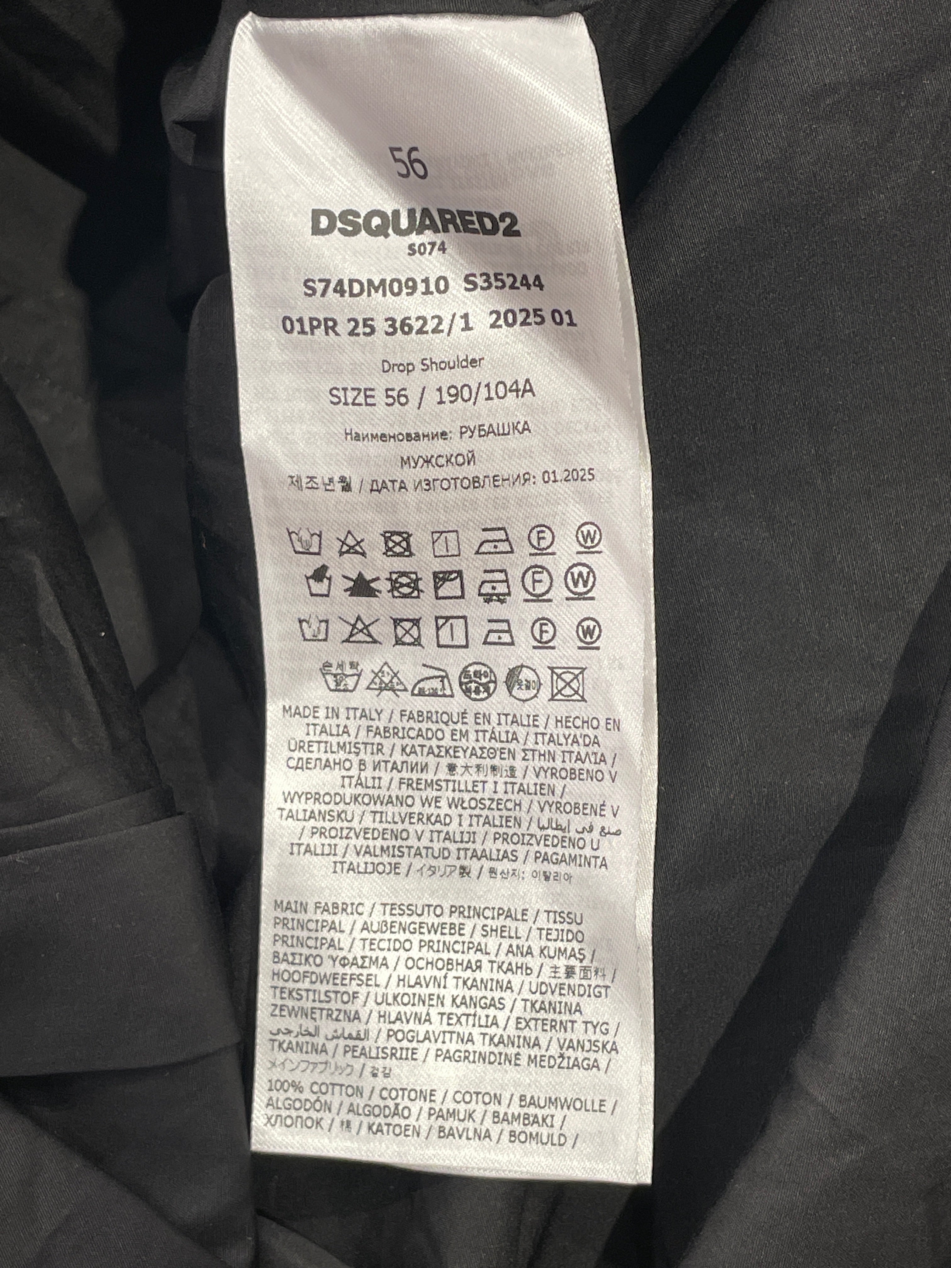 DSQUARED2/LS Shirt/56/Cotton/BLK/DOUBLE ZIPPER DETAIL view 3