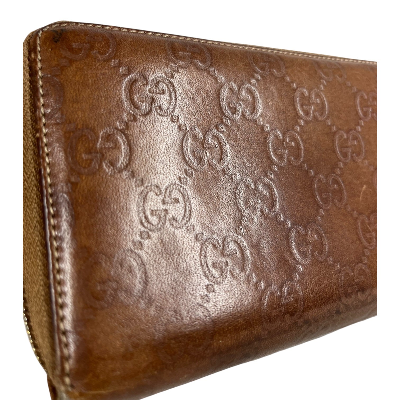GUCCI/Long Wallet/Monogram/Leather/BRW/Guccisima bamboo leather view 3