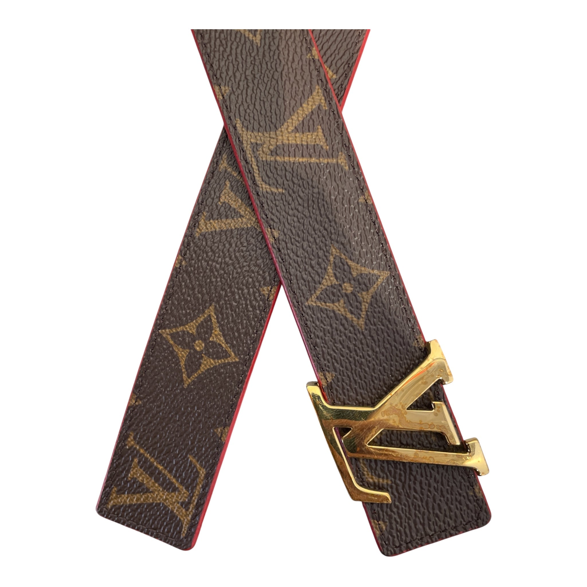 LOUIS VUITTON/Belt/Monogram/Leather/BRW/L's/Reversable red view 2