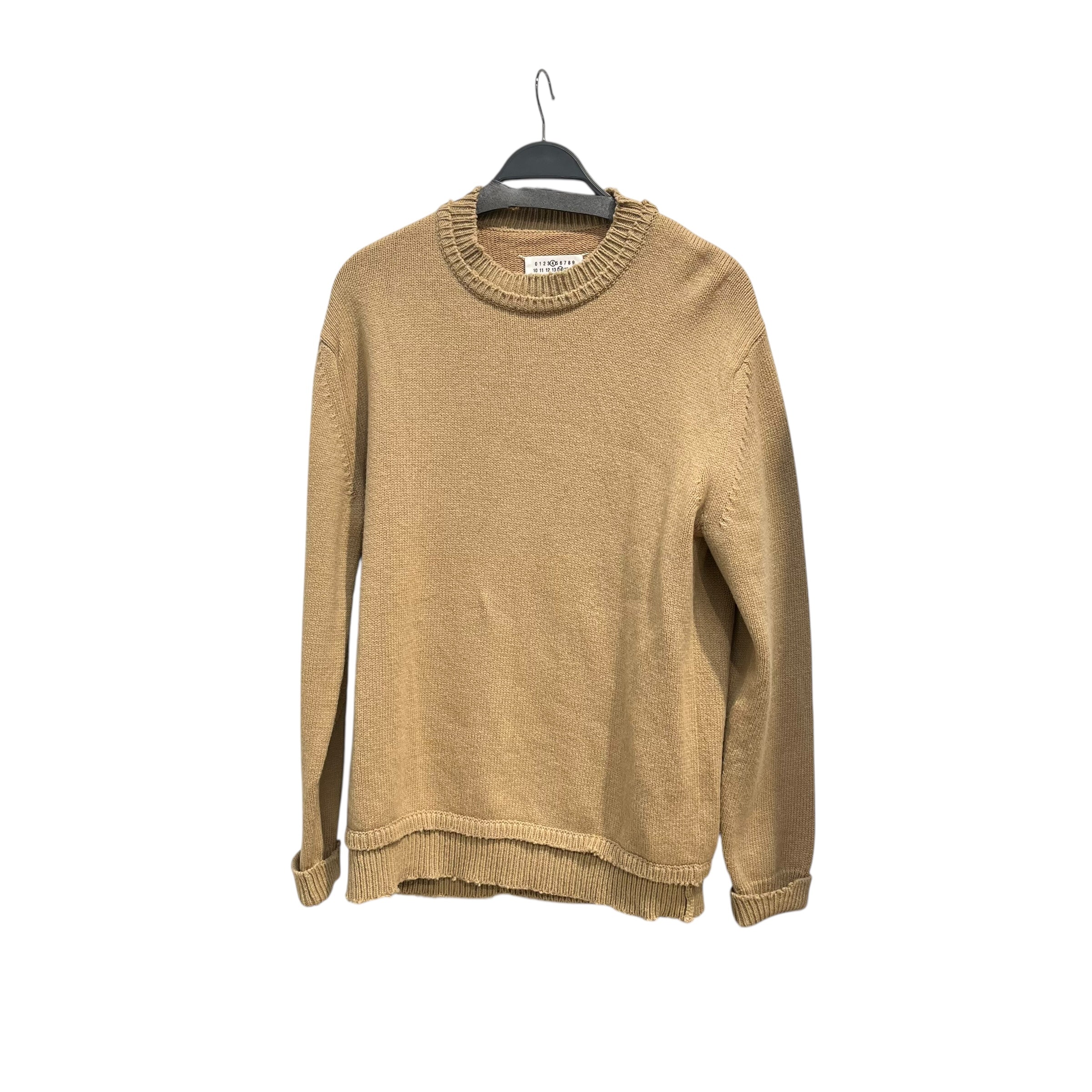 Maison Margiela/Sweater/XL/Wool/KHK/DOUBLE HEM &COLLAR-ELBOW PATCH view 1