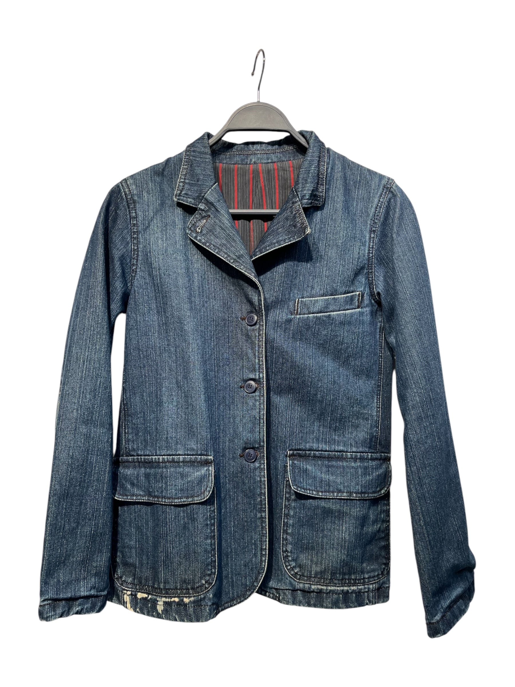 agnes b./Denim Jkt/S/Cotton/NVY/CHORE COAT STRIPE LINED view 1