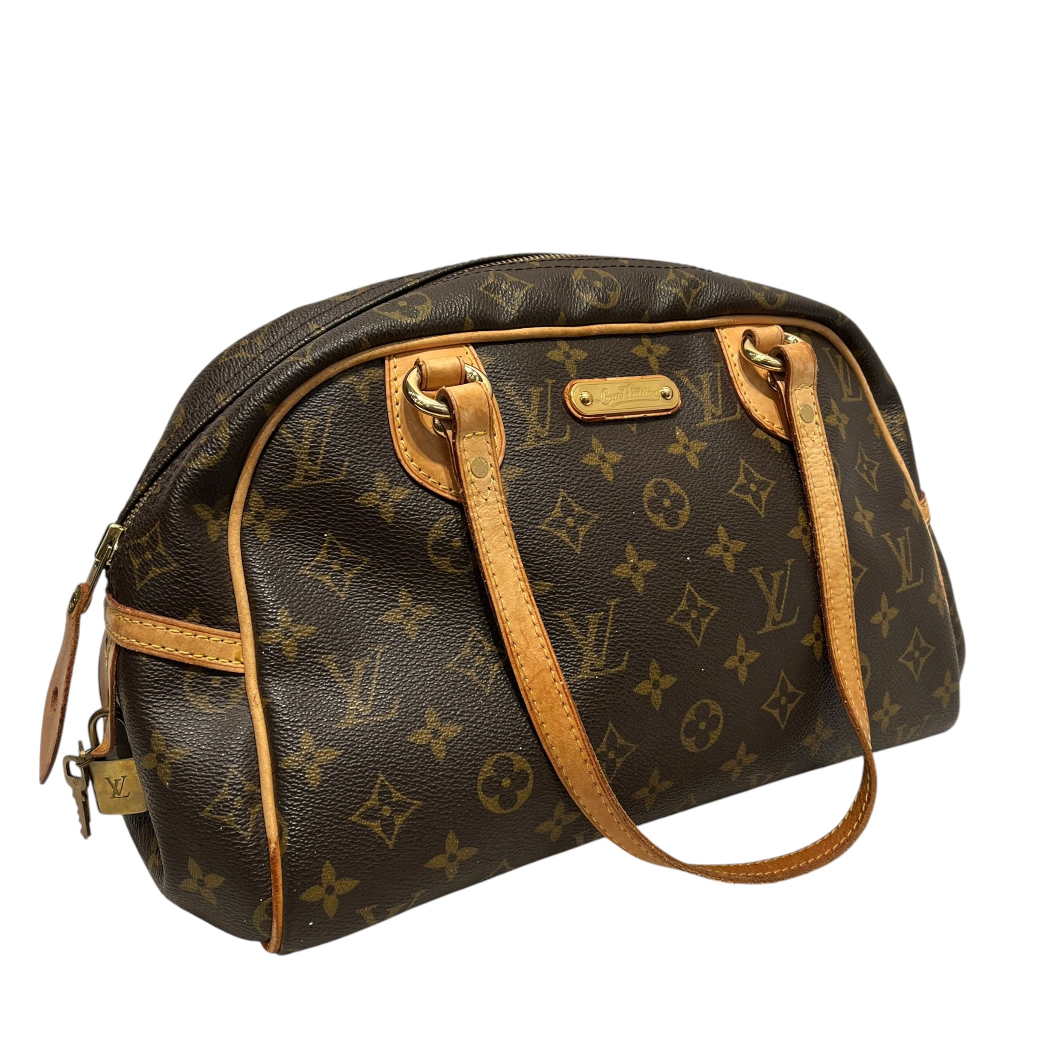 LOUIS VUITTON/Hand Bag/Monogram/Leather/BRW/Montorgueil PM Brown Shoulder view 9
