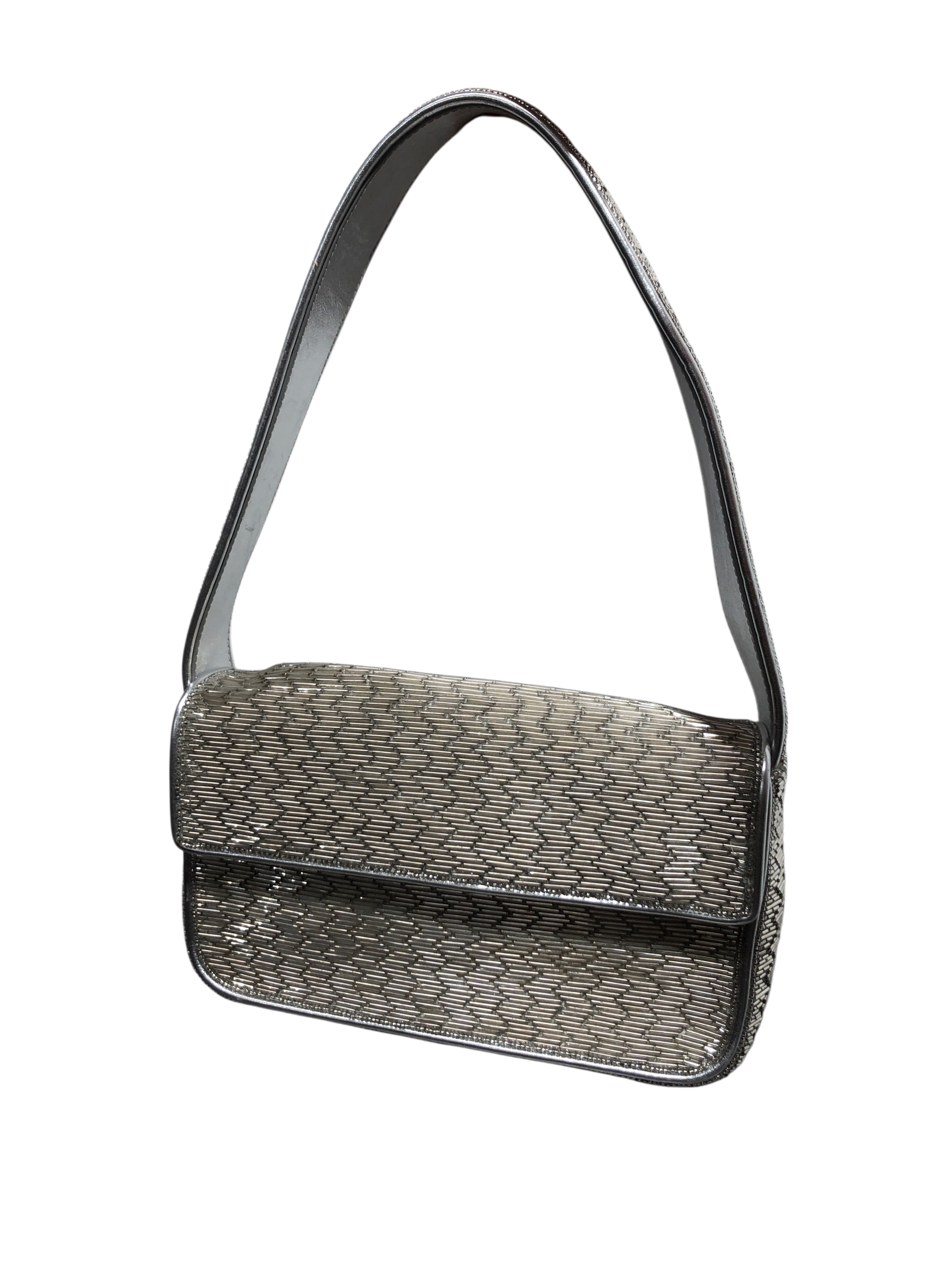 STAUD/Hand Bag/SLV/tommy beaded silver bag view 2
