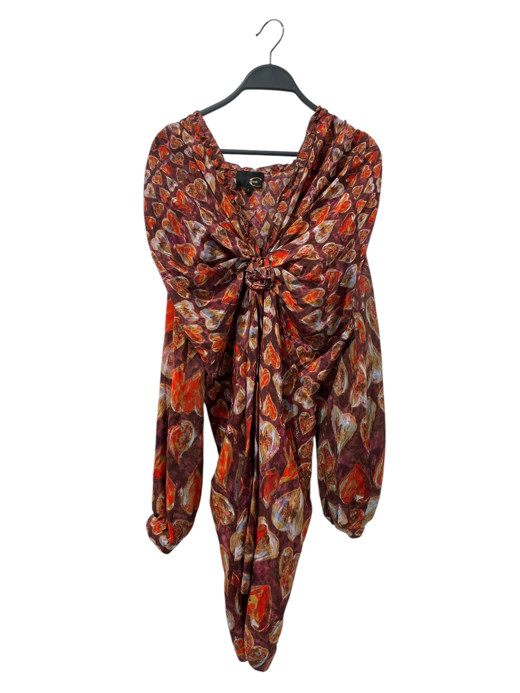 Just cavalli/LS Dress/S/All Over Print/Silk/MLT/Midi Length/HEART PATTERN W/ ROUCHING view 1