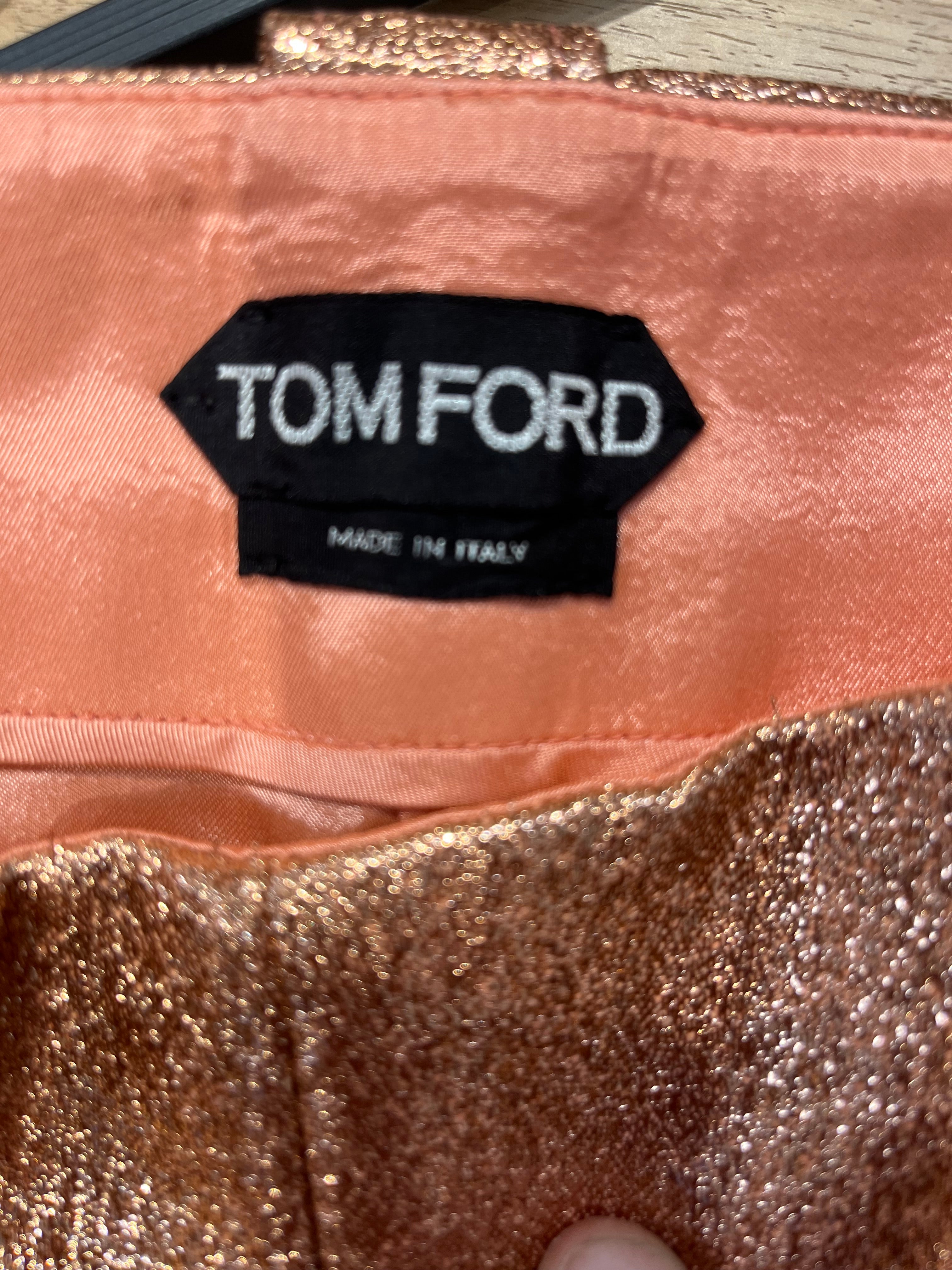 TOM FORD/Bottoms/36/Polyester/PNK/ROSE GOLD METALLIC COATED PANT view 3