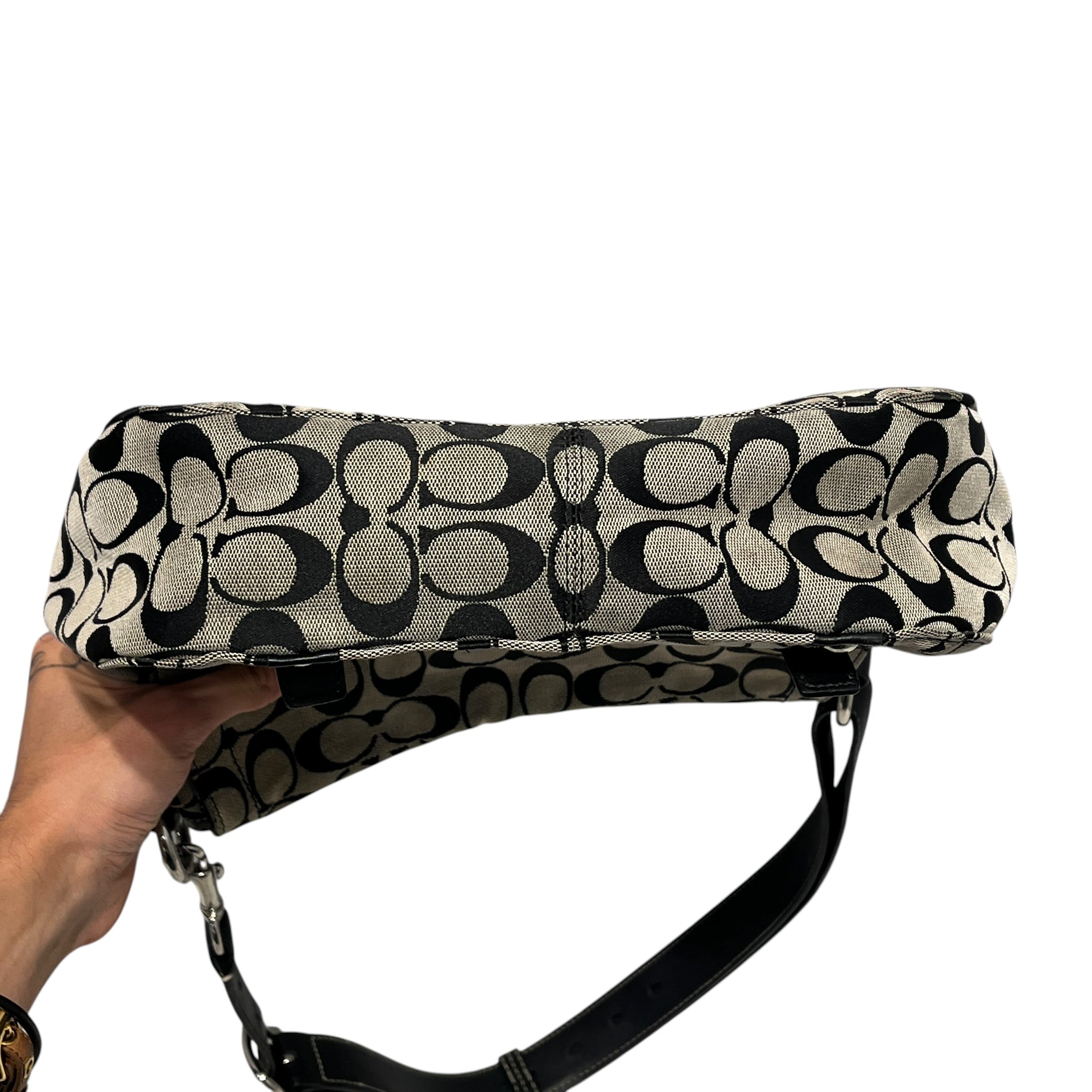 COACH/Hand Bag/All Over Print/Leather/BLK/signature chelsea messenger view 6
