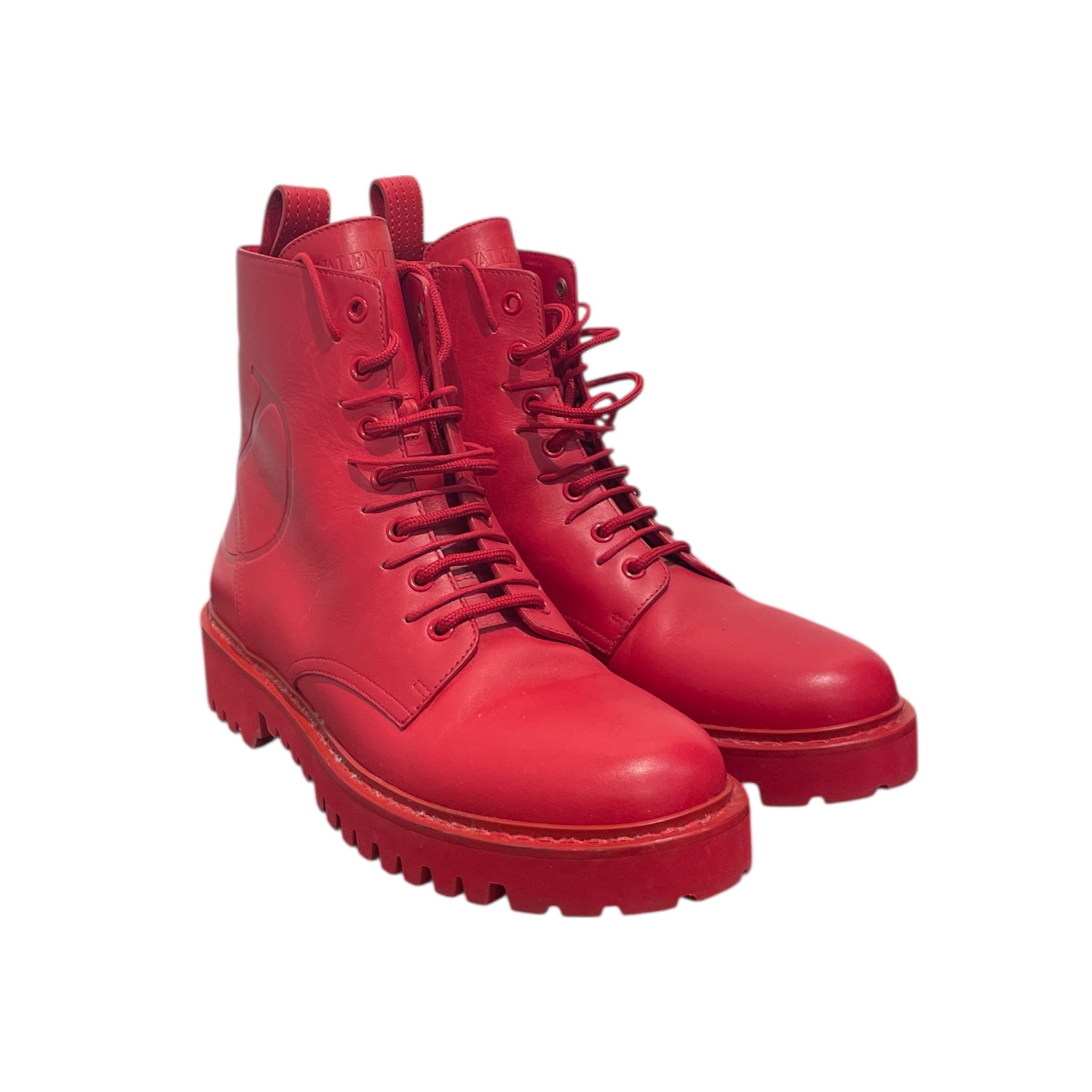 VALENTINO GARAVANI/Boots/EU 40/Leather/RED/8 Hole/VALENTINO RED COMBAT BOOT view 1