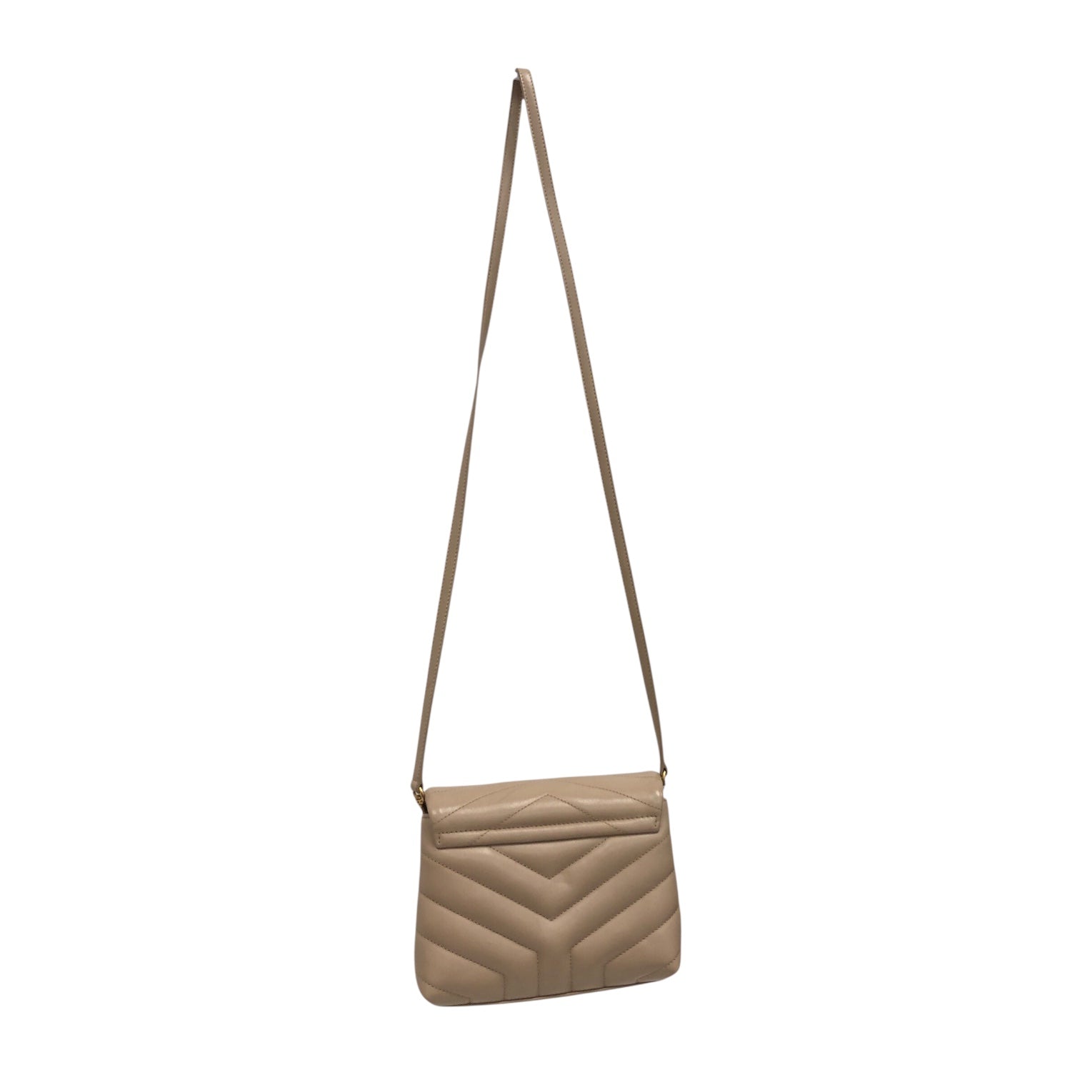 YVES SAINT LAURENT/Cross Body Bag/Leather/BEG/CHEVRON TOY LOULOU GOLD LOGO view 2