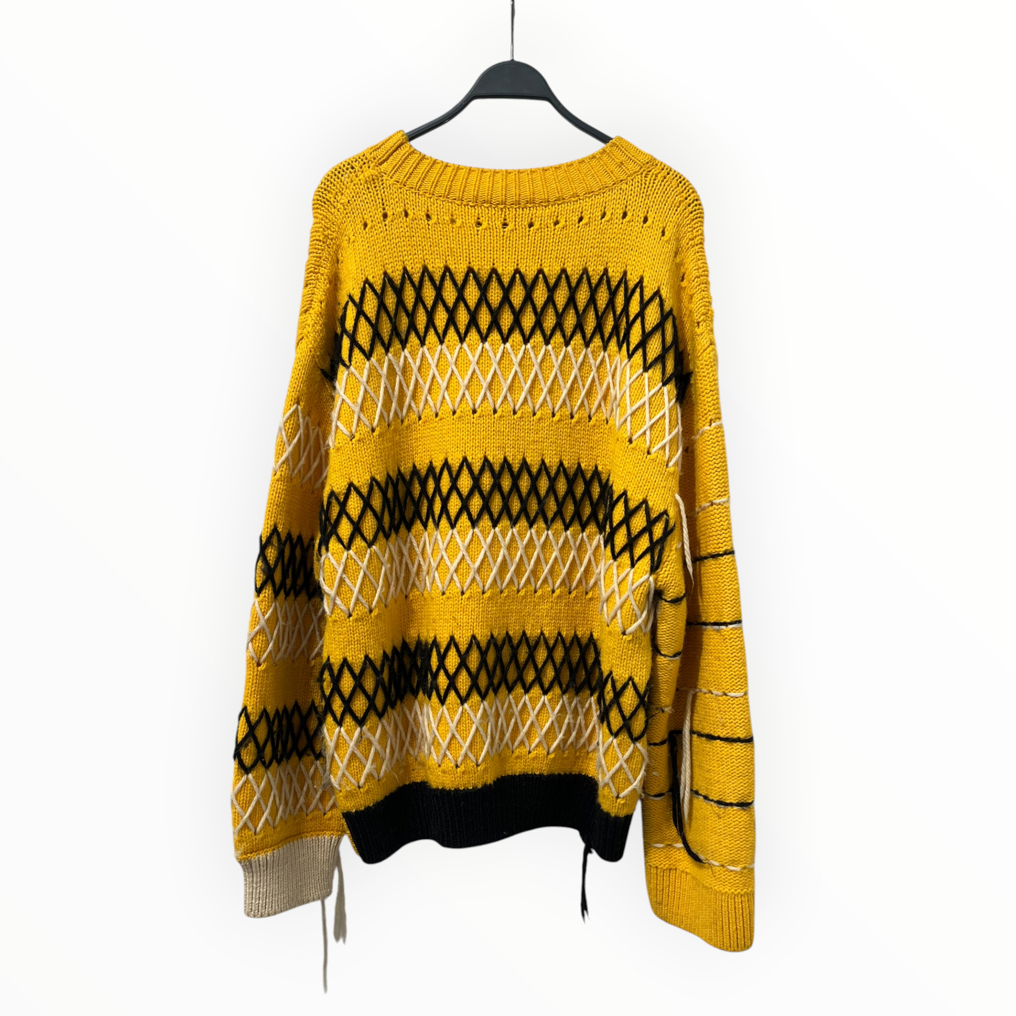 Calvin Klein/RAF SIMONS/Sweater/M/YEL/MOHAIR/WHITE BLACK CROSS STITC view 2