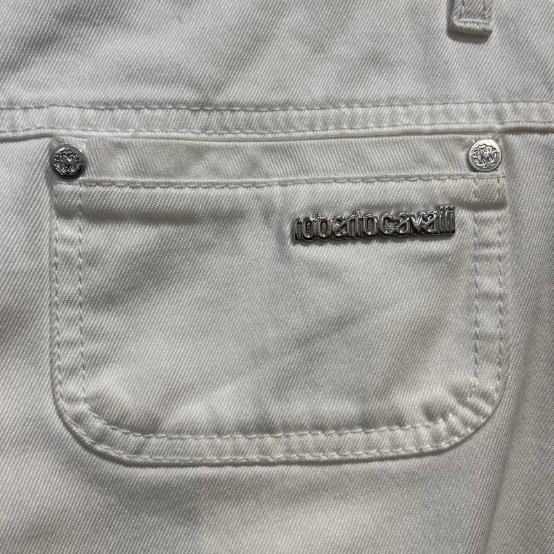 roberto cavalli/Straight Pants/42/Denim/WHT/low rise- silver logo back poc