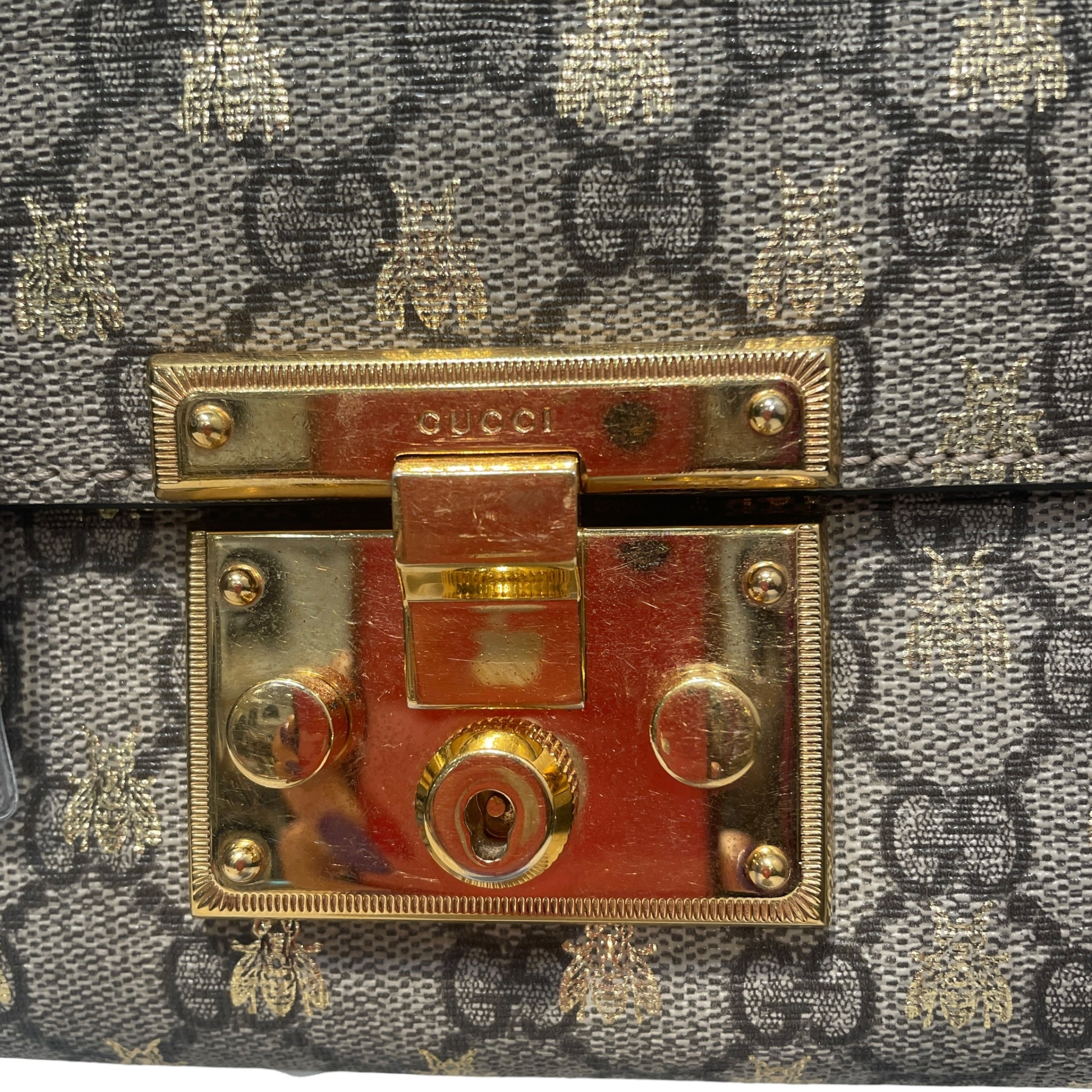 GUCCI/Cross Body Bag/Monogram/Leather/BRW/Padlock GG Supreme Bee Small view 4