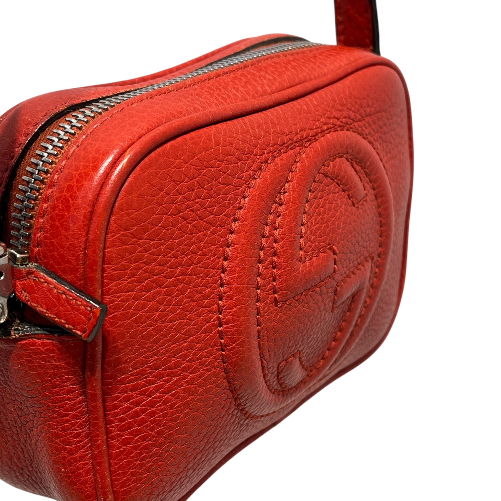 GUCCI/Cross Body Bag/Leather/RED/PEBBLED MINI DISCO CROSSBODY view 6