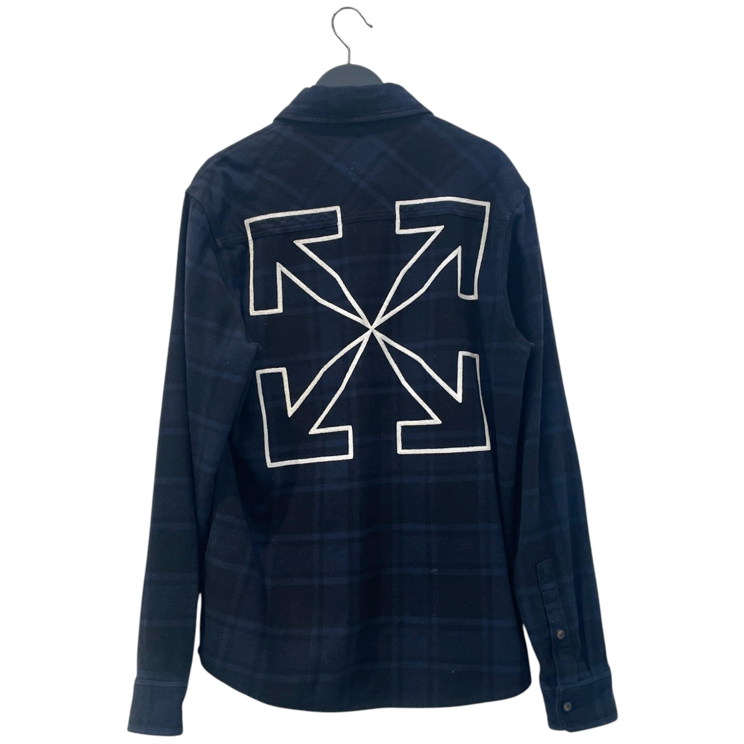 OFF-WHITE/LS Shirt/S/Cotton/NVY/Plaid/black plaid logo on back view 2