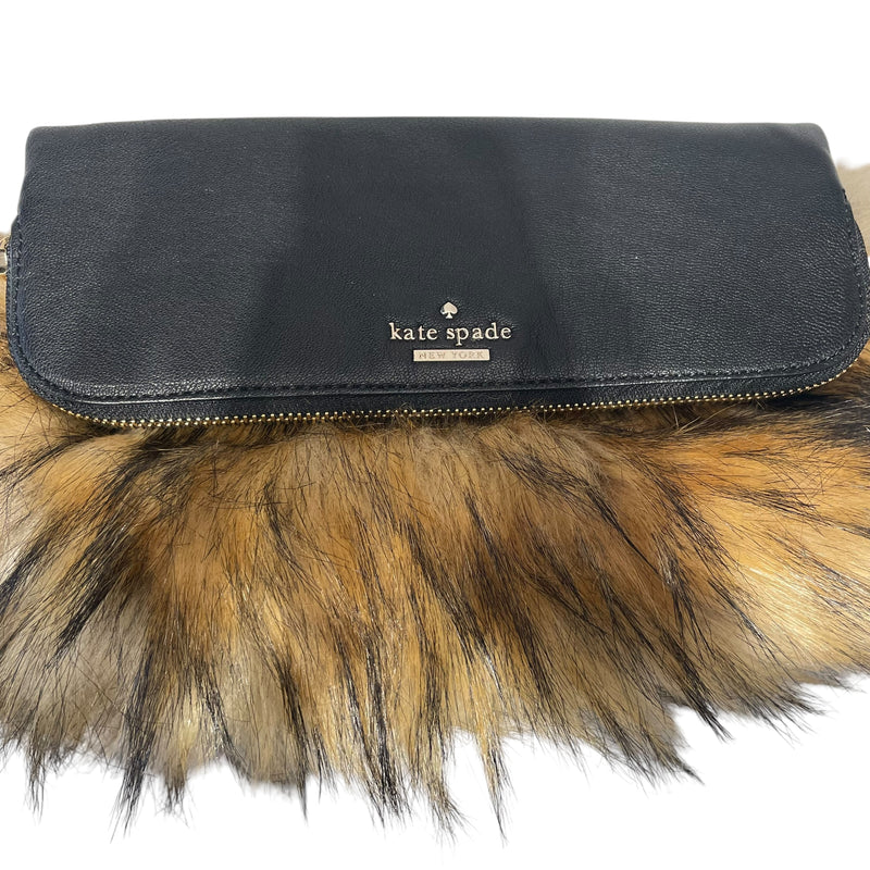 kate spade new york/Hand Bag/Leather/BLK/faux fox
