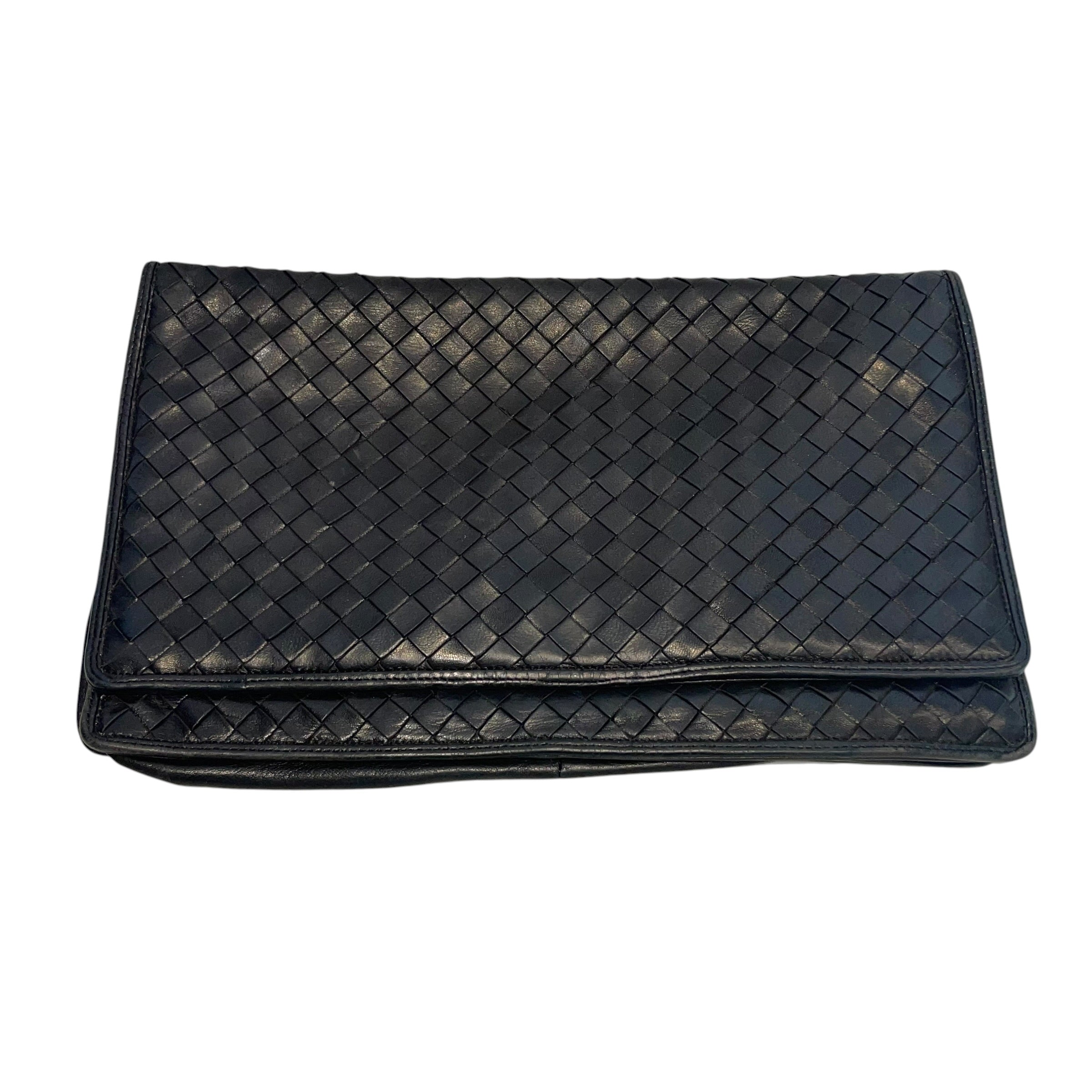 BOTTEGA VENETA/Clutch Bag/Leather/BLK/leather lining/snap closure view 1