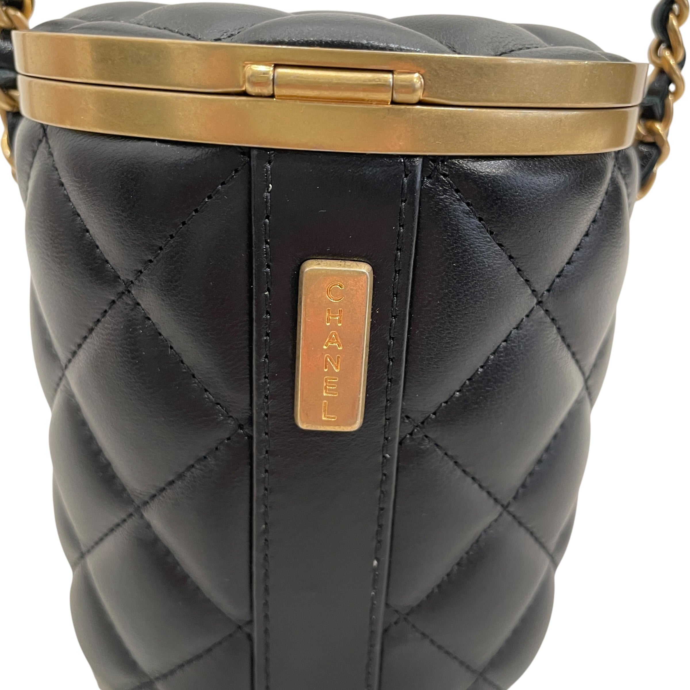 CHANEL/Cross Body Bag/Leather/BLK/QUILTED DIAMOND VANITY BOX BAG view 4