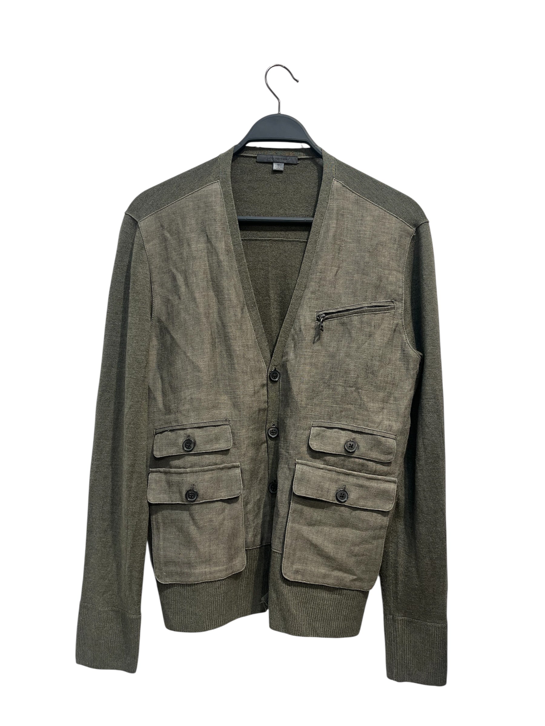 john varvatos/Cardigan/M/Wool/GRN/VEST OVERLAY ZIPPER POCKET view 1
