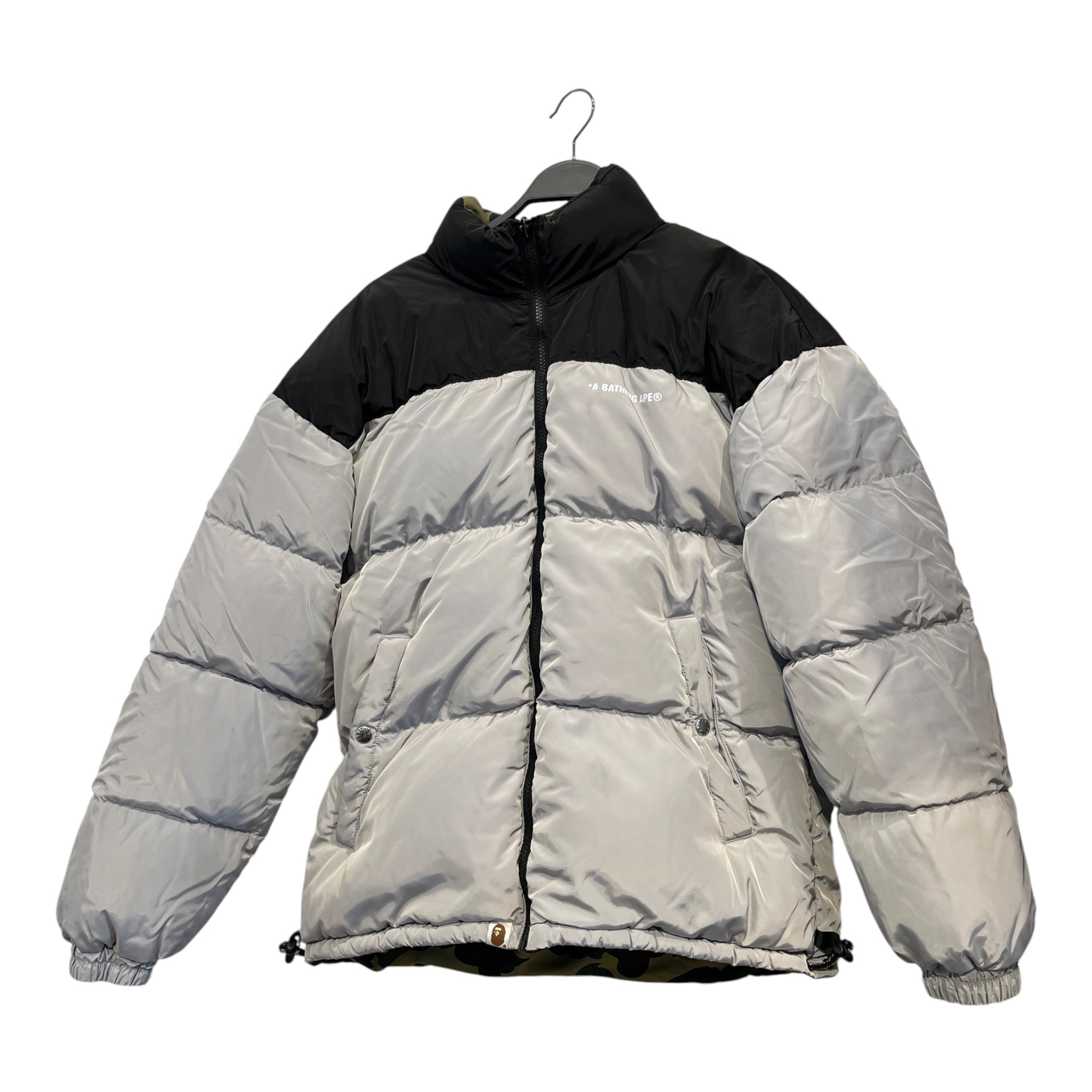 A BATHING APE/Puffer Jkt/M/Polyester/MLT/All Over Print/Reversible camo and plain side view 4