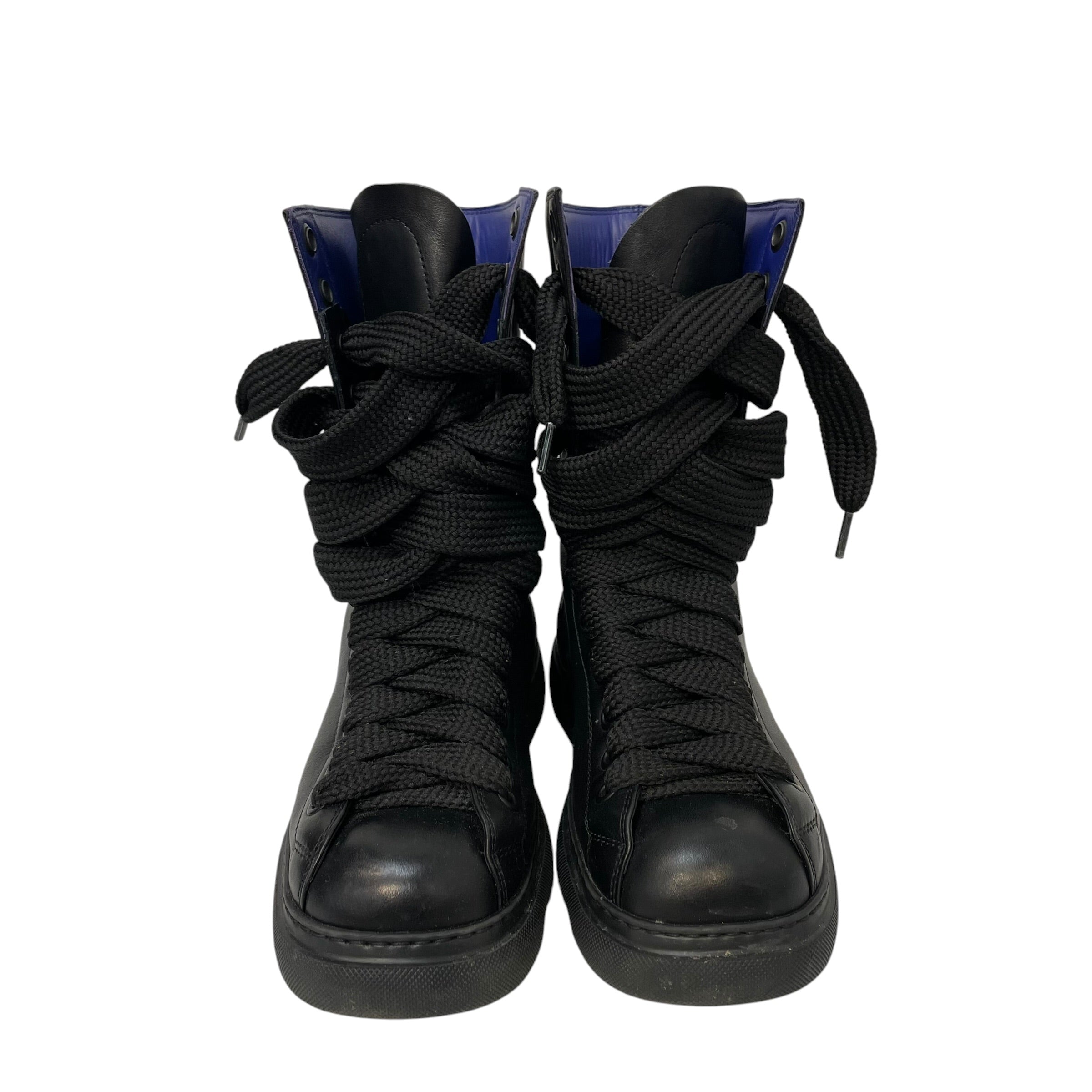 BURBERRY/Lace Up Boots/EU 37/Leather/BLK/thick lace combat boots view 3
