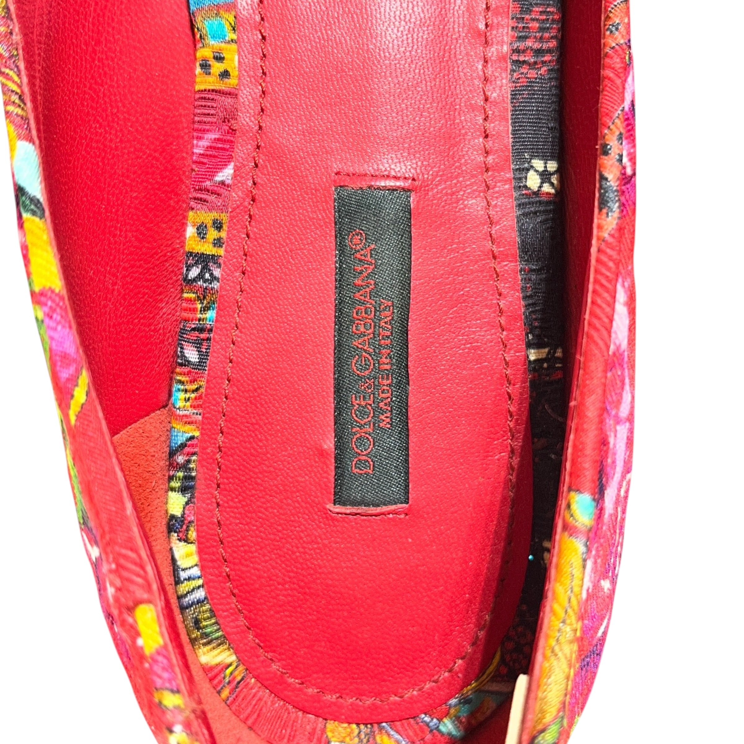 DOLCE&GABBANA/Flat Shoes/EU 39/All Over Print/Cotton/RED/FLORAL W/ CRYSTAL FLOWER view 3