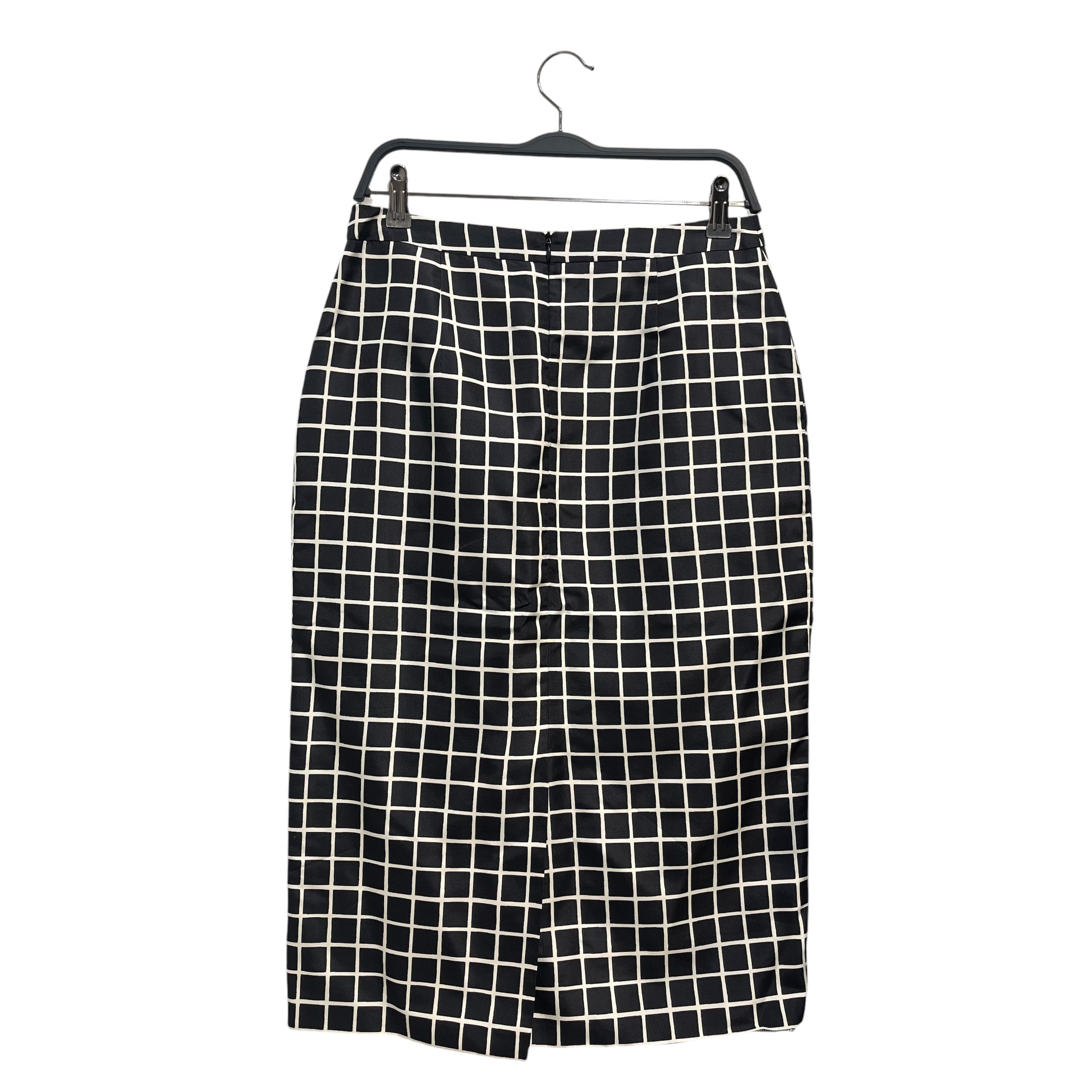DRIES VAN NOTEN/Long Skirt/40/All Over Print/Silk/BLK/pencil white border squares view 2