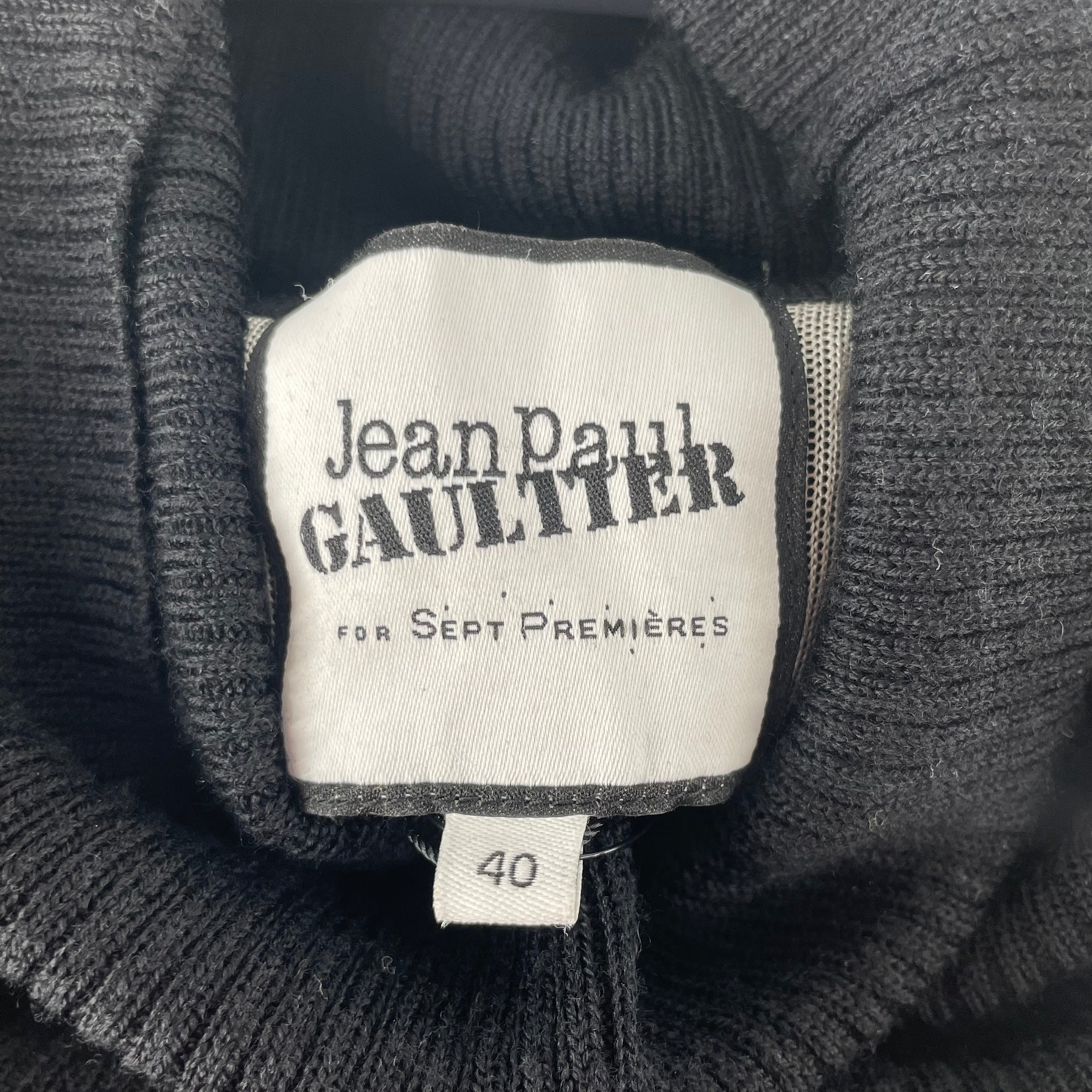 Jean Paul Gaultier/LS Dress/40/Stripe/Wool/BLK/JPM006/7/TURTLE NECK DRESS view 3