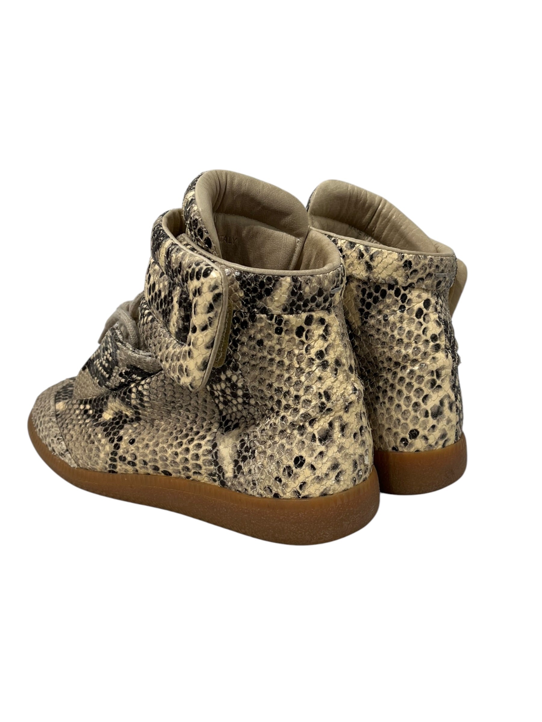 Maison Margiela/Hi-Sneakers/EU 38/Animal Pattern/Leather/BEG/VELCRO STRAP PYTHON SKIN view 2