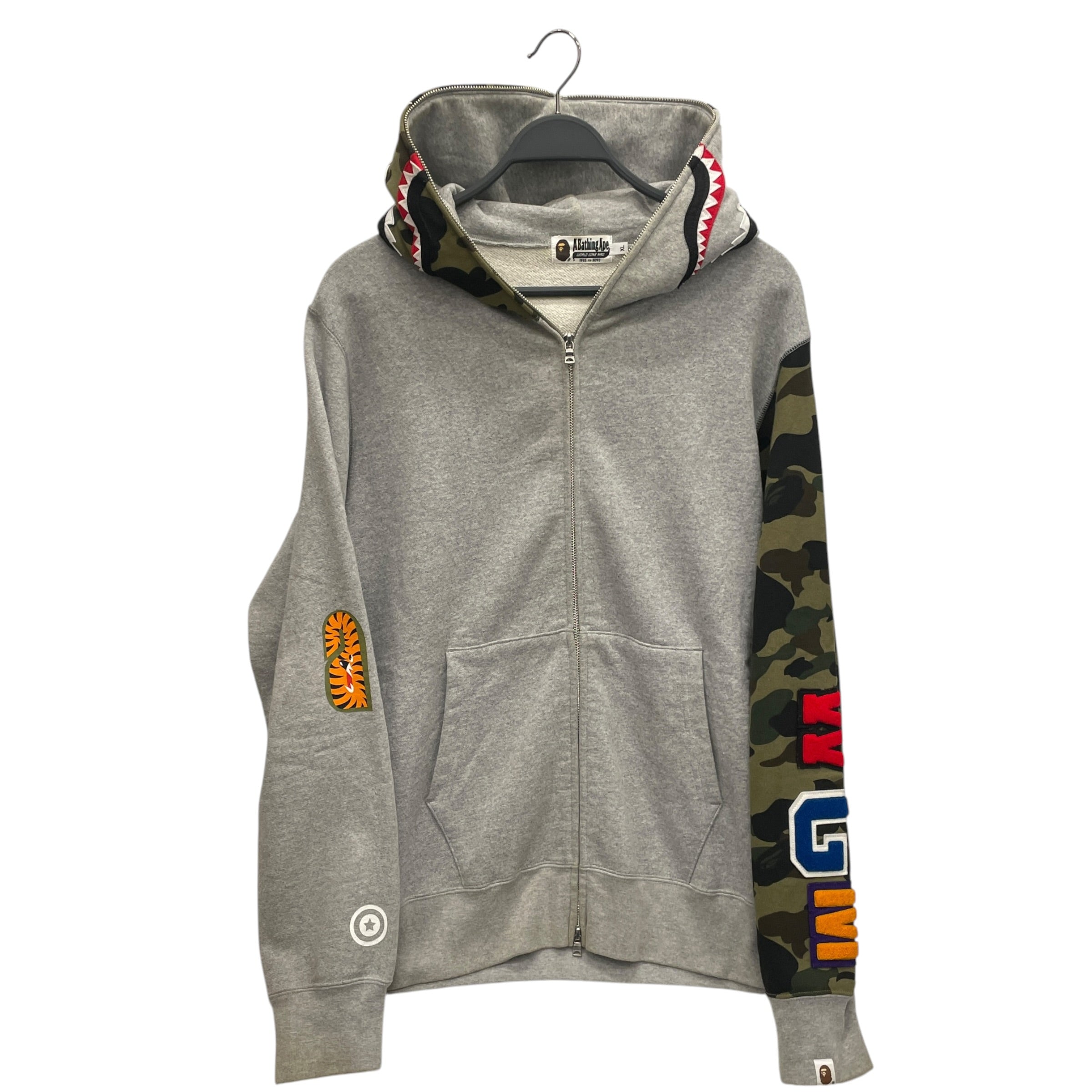 A BATHING APE/Zip Up Hoodie/XL/Cotton/GRY/SHARK/HALF CAMO view 1