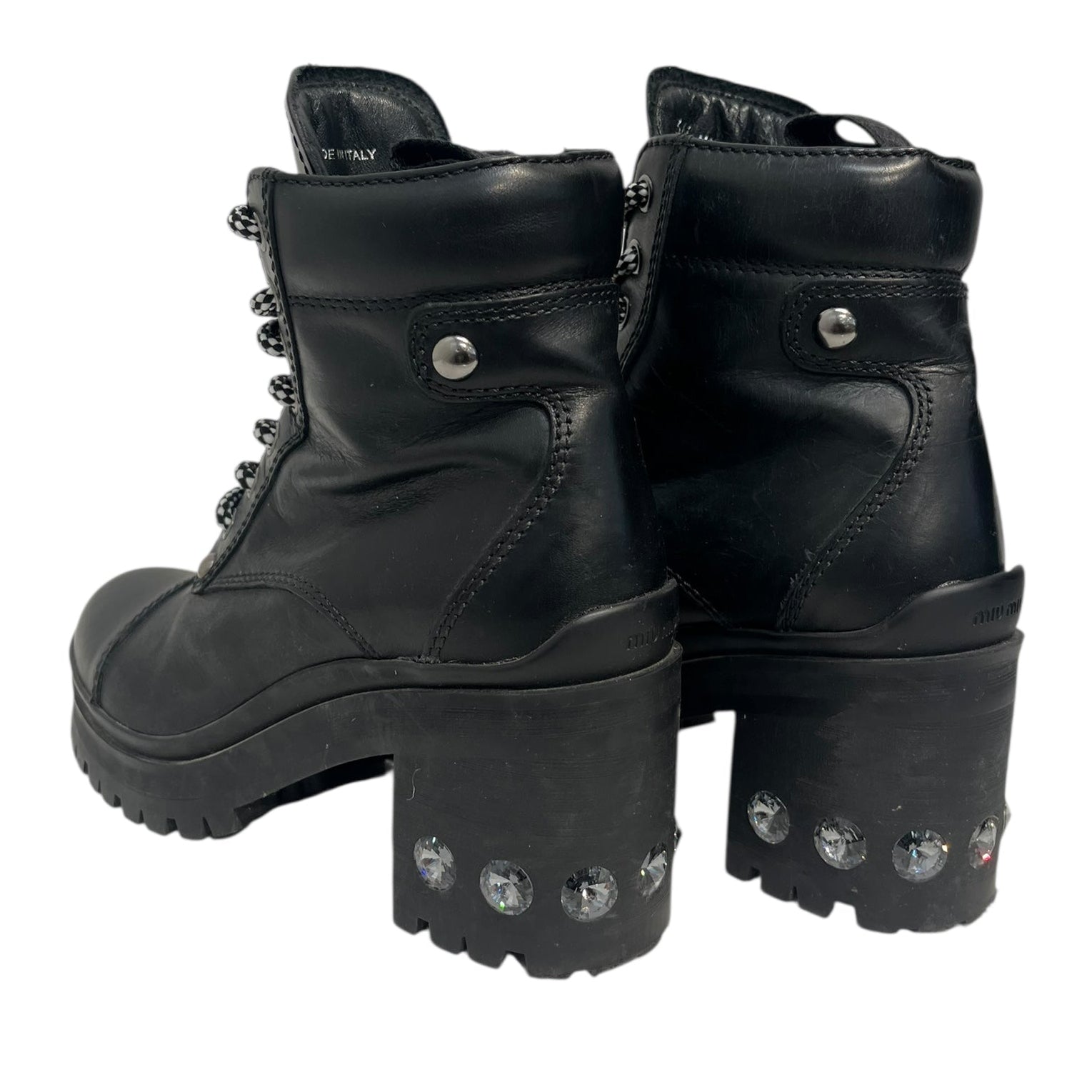 MIU MIU/Boots/EU 36.5/Leather/BLK/STUDDED EMBELLISHED BOOTS view 2