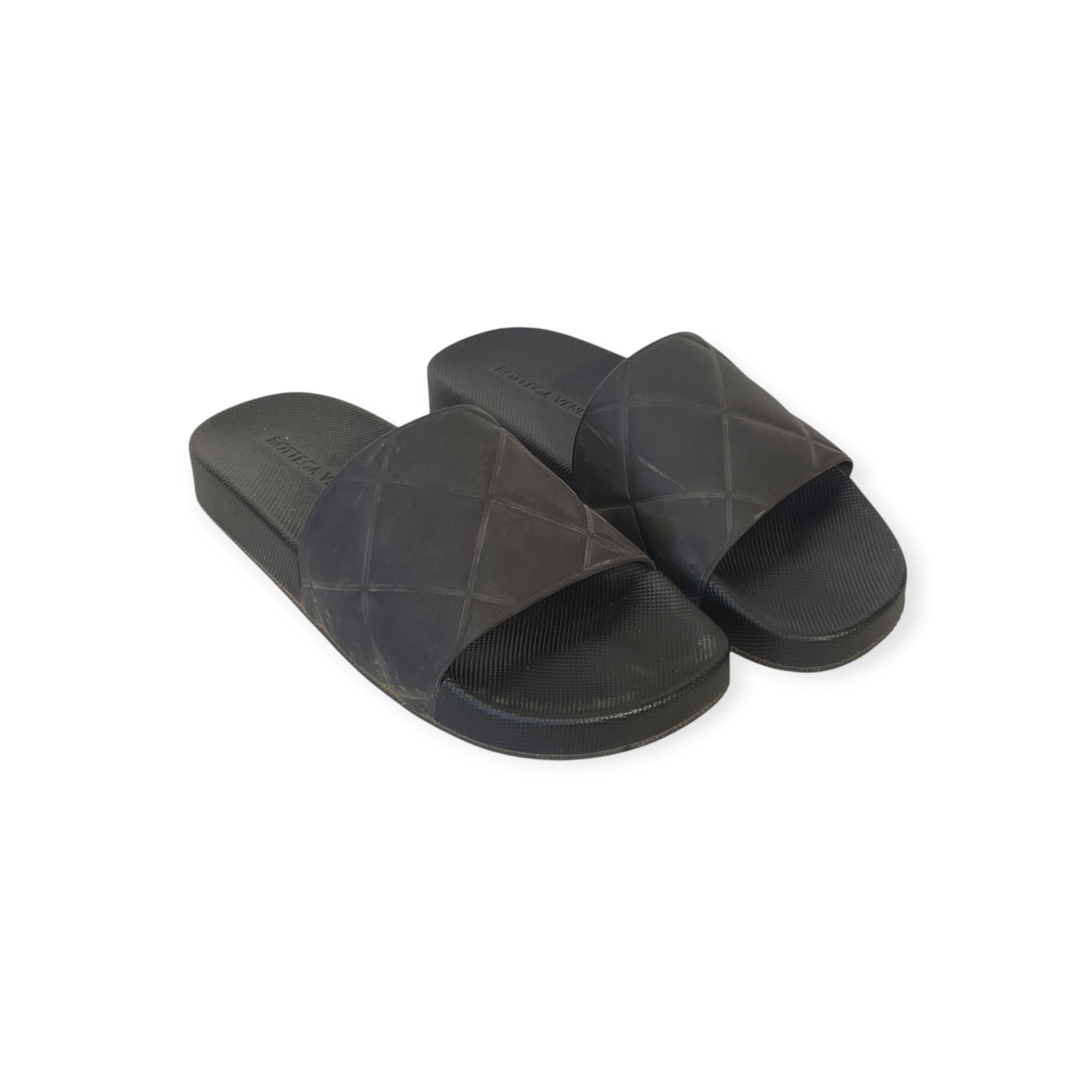 BOTTEGA VENETA/Sandals/EU 40/BLK/QUILTED RUBBER SLIDES view 1