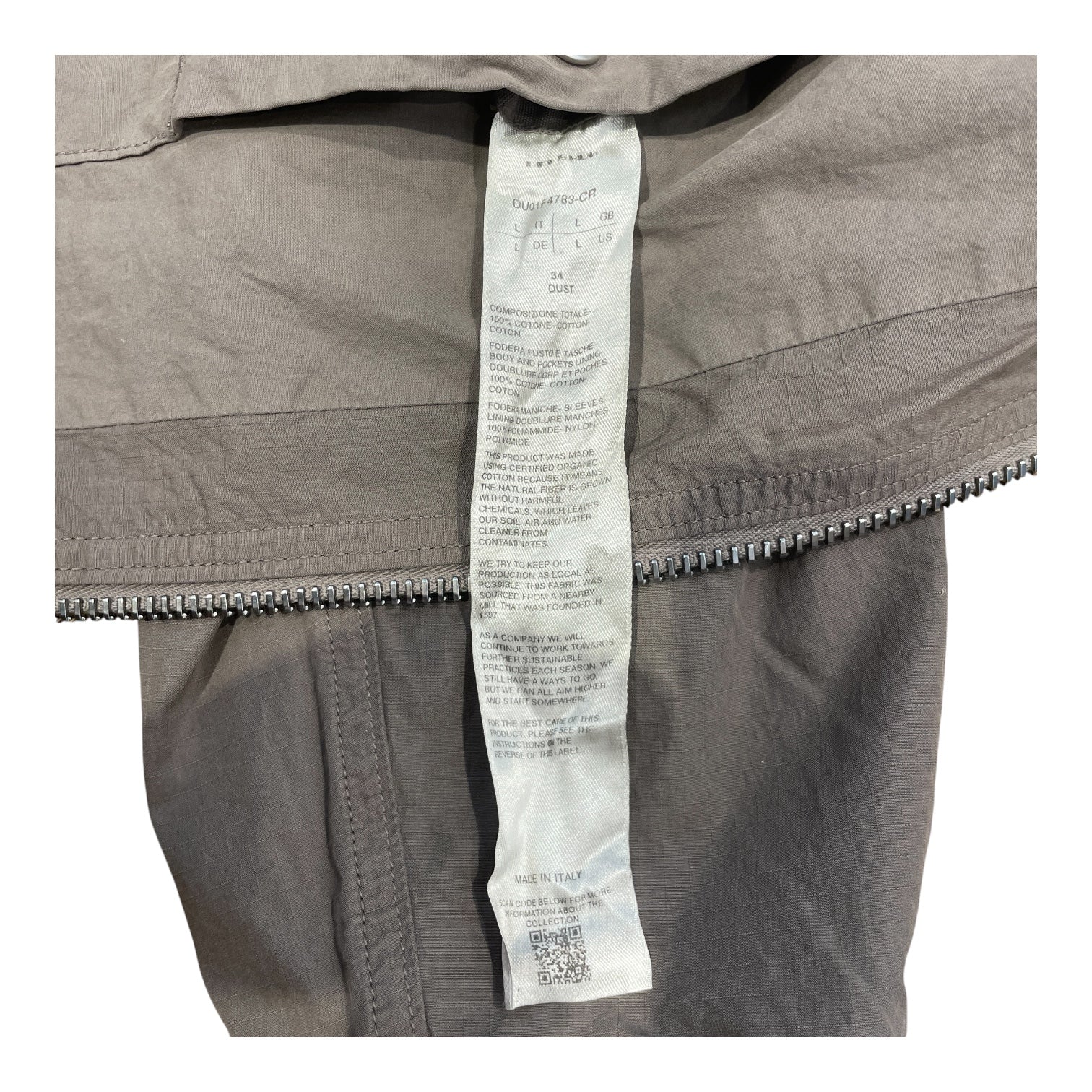 RICK OWENS DRKSHDW/Jacket/L/Cotton/GRY/Full Zip Ripstop Longsleeve view 3