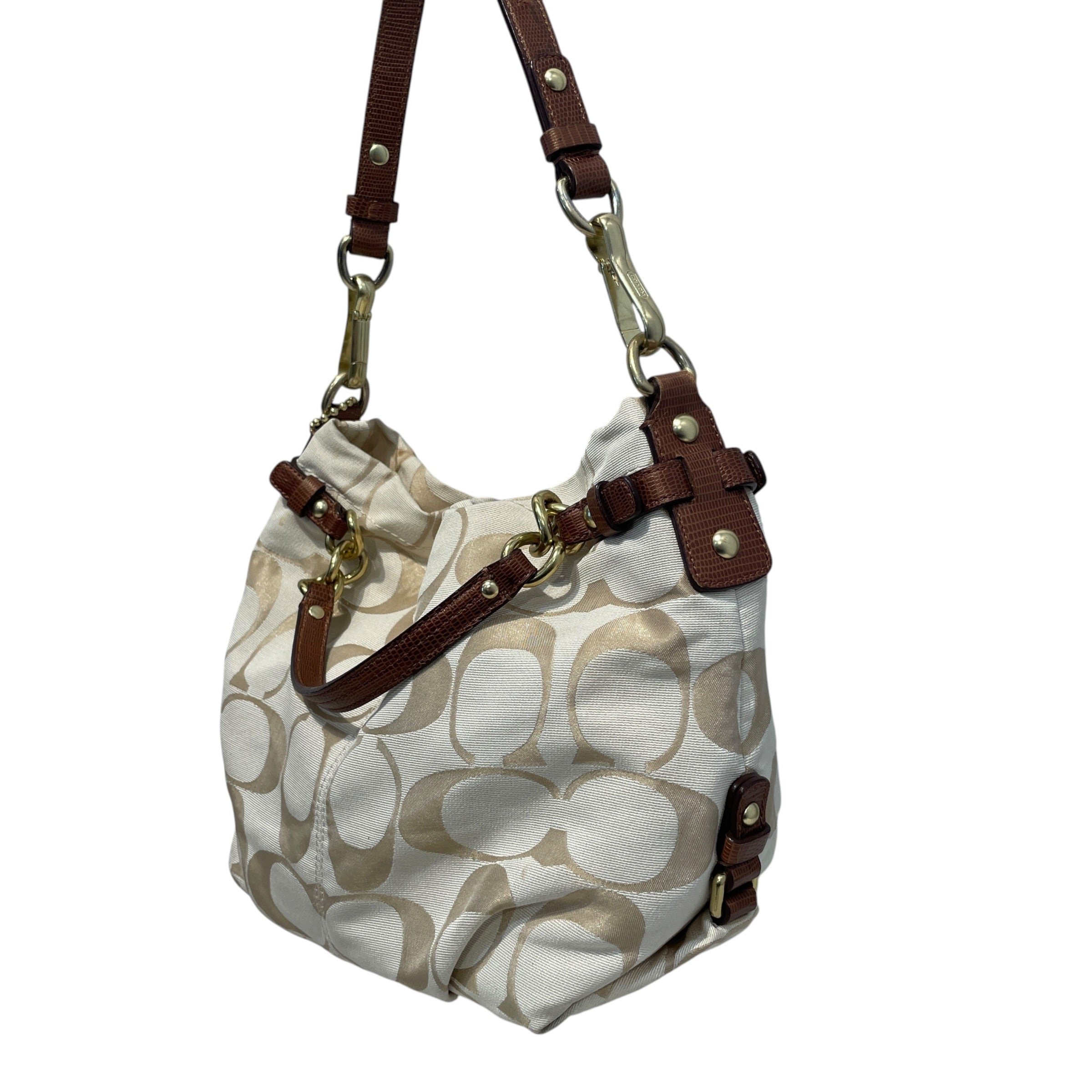 COACH/Hand Bag/Monogram/Cotton/WHT/Monogram Hobo Cab view 6