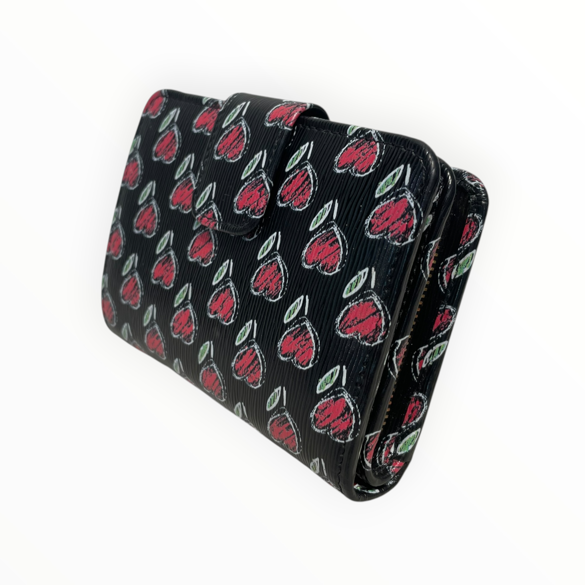 PRADA/Bifold Wallet/All Over Print/Leather/BLK/L's/Heart Print view 2