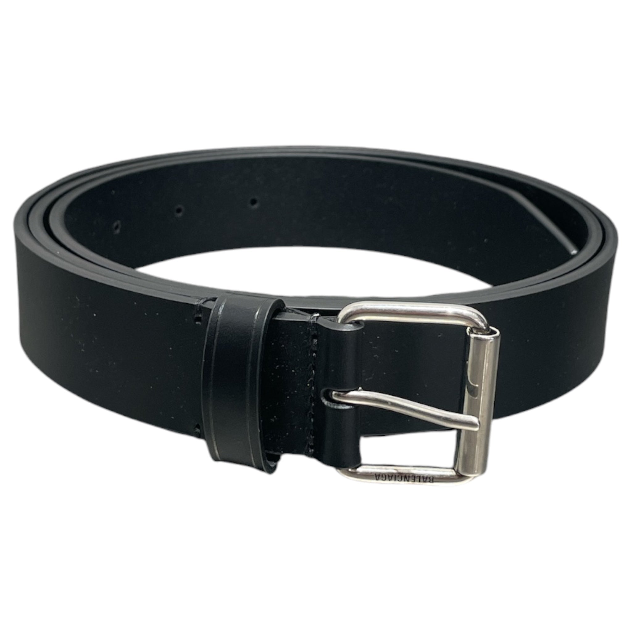 BALENCIAGA/Belt/Leather/BLK/M's/silver buckle view 1