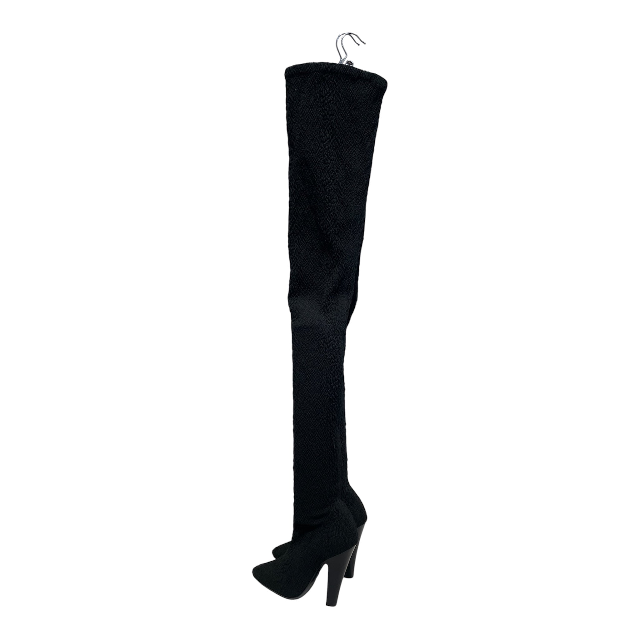 SAINT LAURENT/Heels/US 5.5/Nylon/BLK/Koller Stretch Cloque Thigh Hi view 1