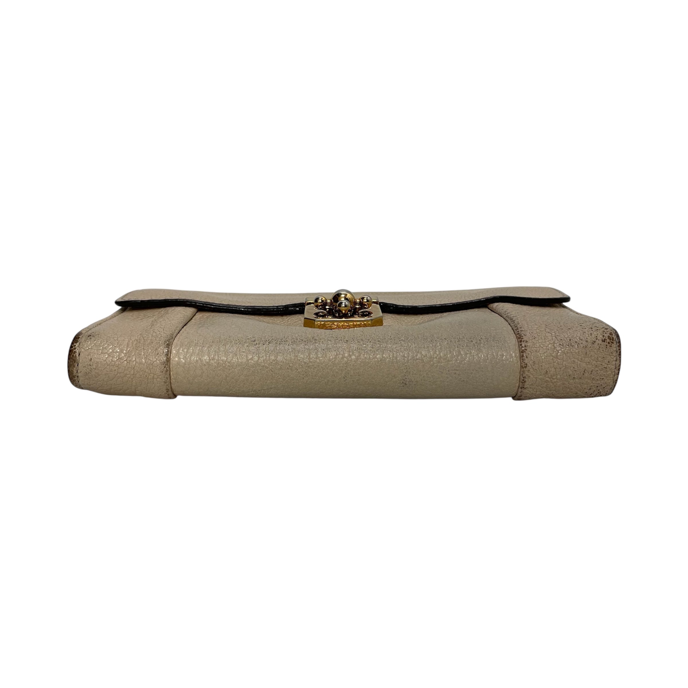 Chloe/Long Wallet/Leather/CRM/GOLD LOCK ON FRONT view 4