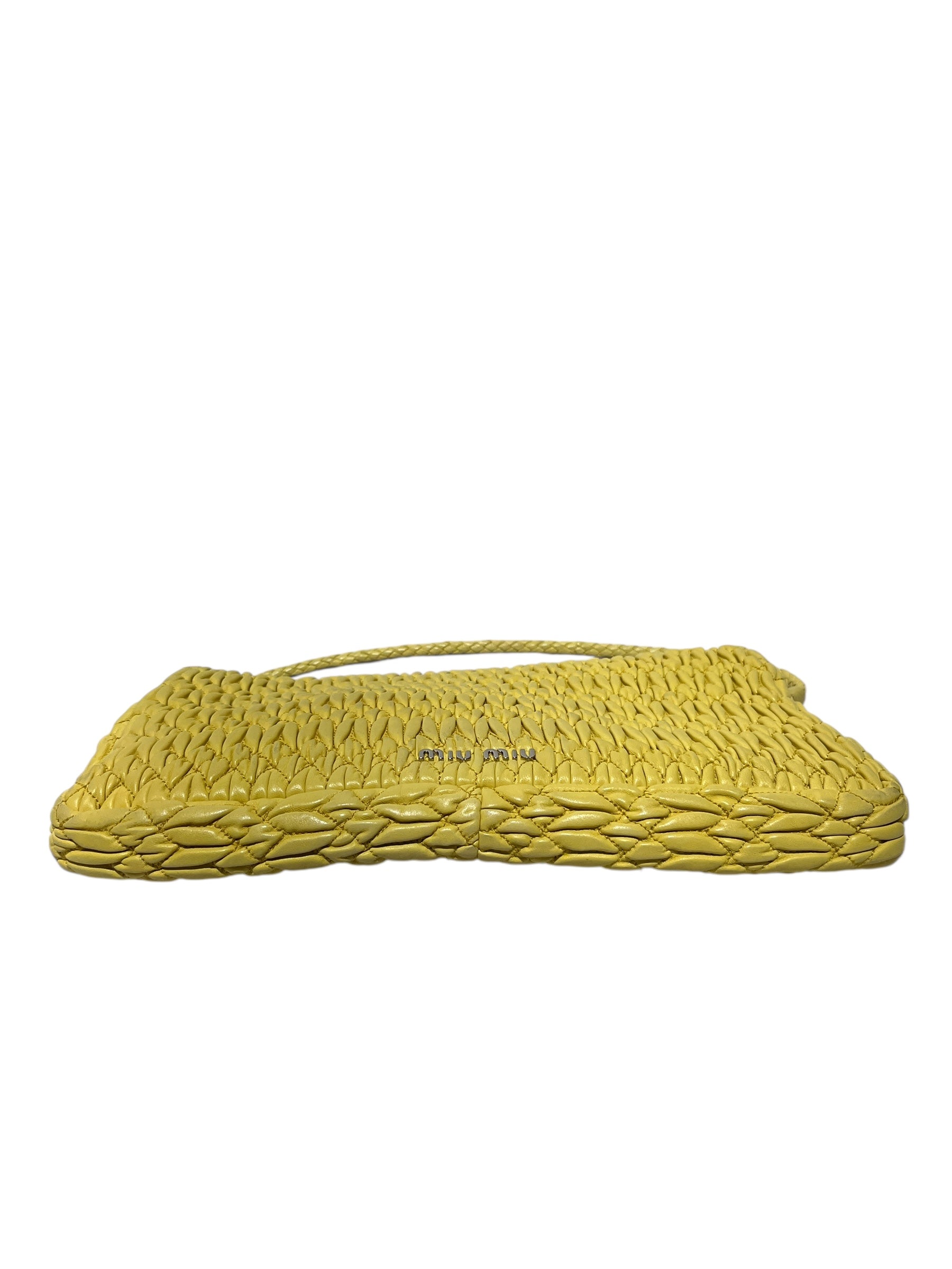 MIU MIU/Hand Bag/Leather/YEL/MATELASSE CRYSTAL FLAP view 5