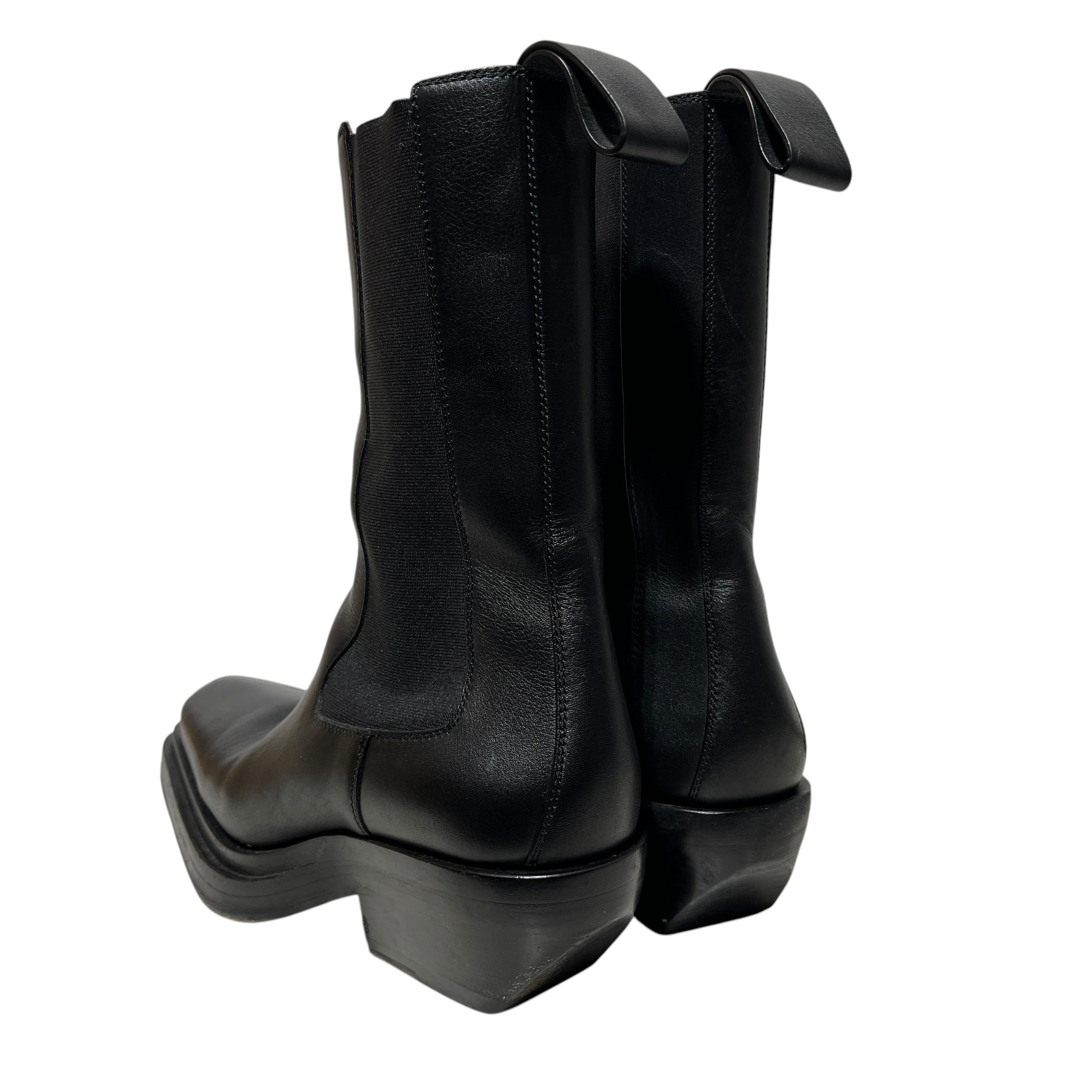BOTTEGA VENETA/Boots/EU 38.5/Leather/BLK/chelsea platform view 2