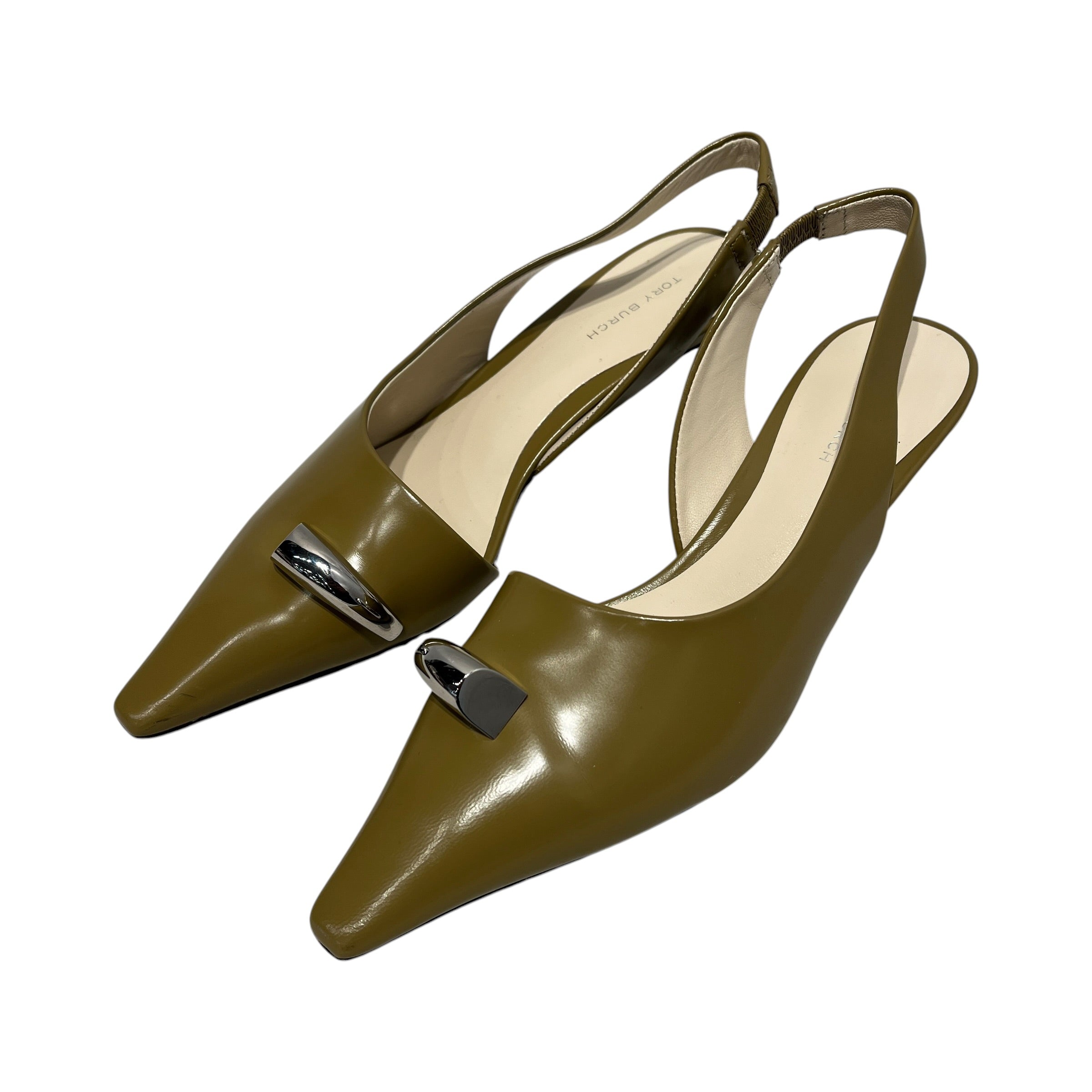 TORY BURCH/Heels/US 6/Leather/KHK/OLIVE PIERCED TOE SLINGBACK view 10