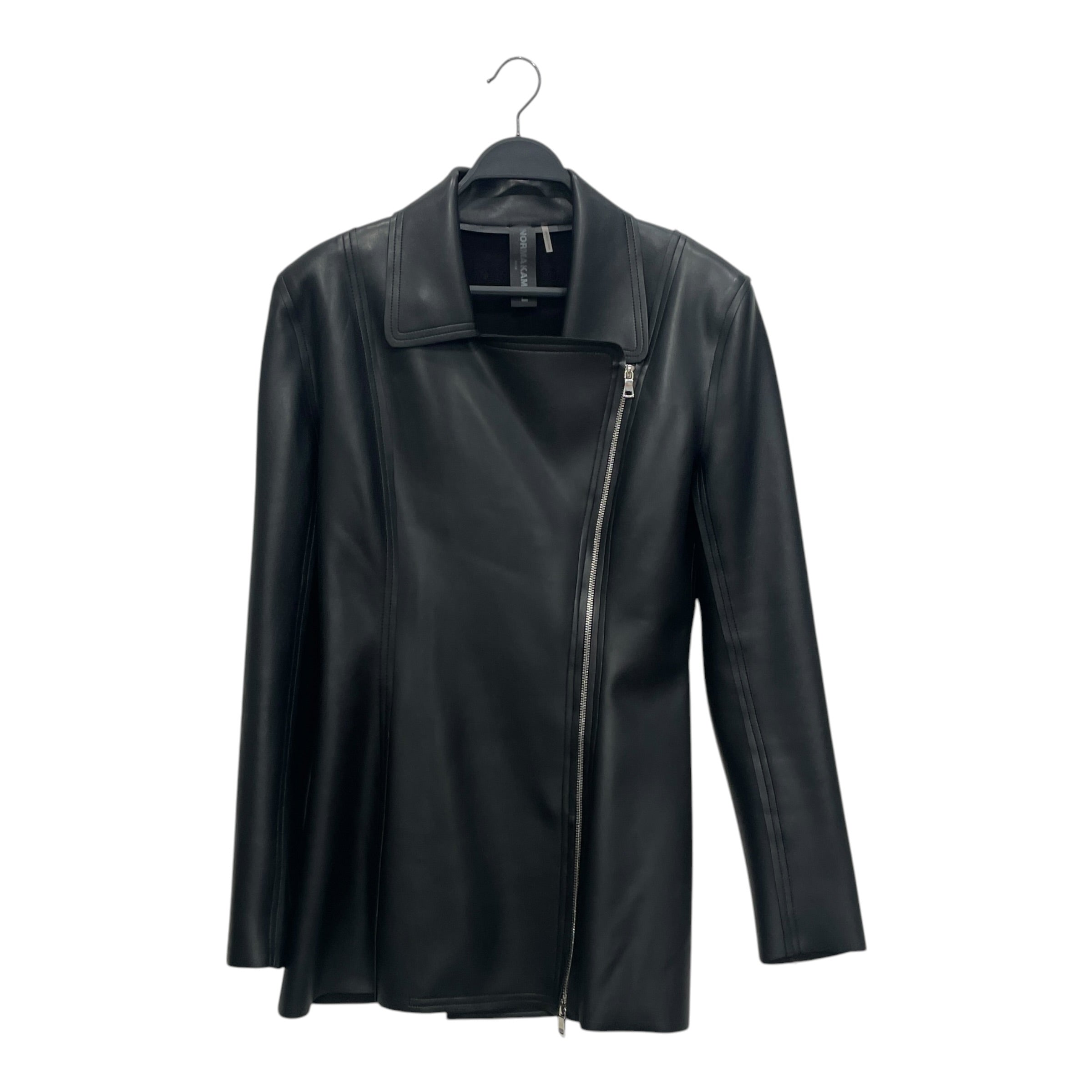NORMA KAMALI/Leather Jkt/L/Leather/BLK/SHOULDER PATCH SKINNY FIT view 1