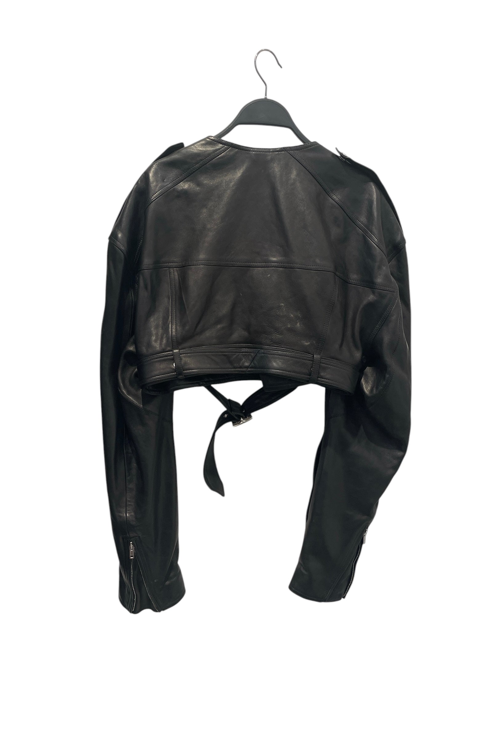 Rick Owens/Leather Jkt/40/Lambskin/BLK/micro biker view 2